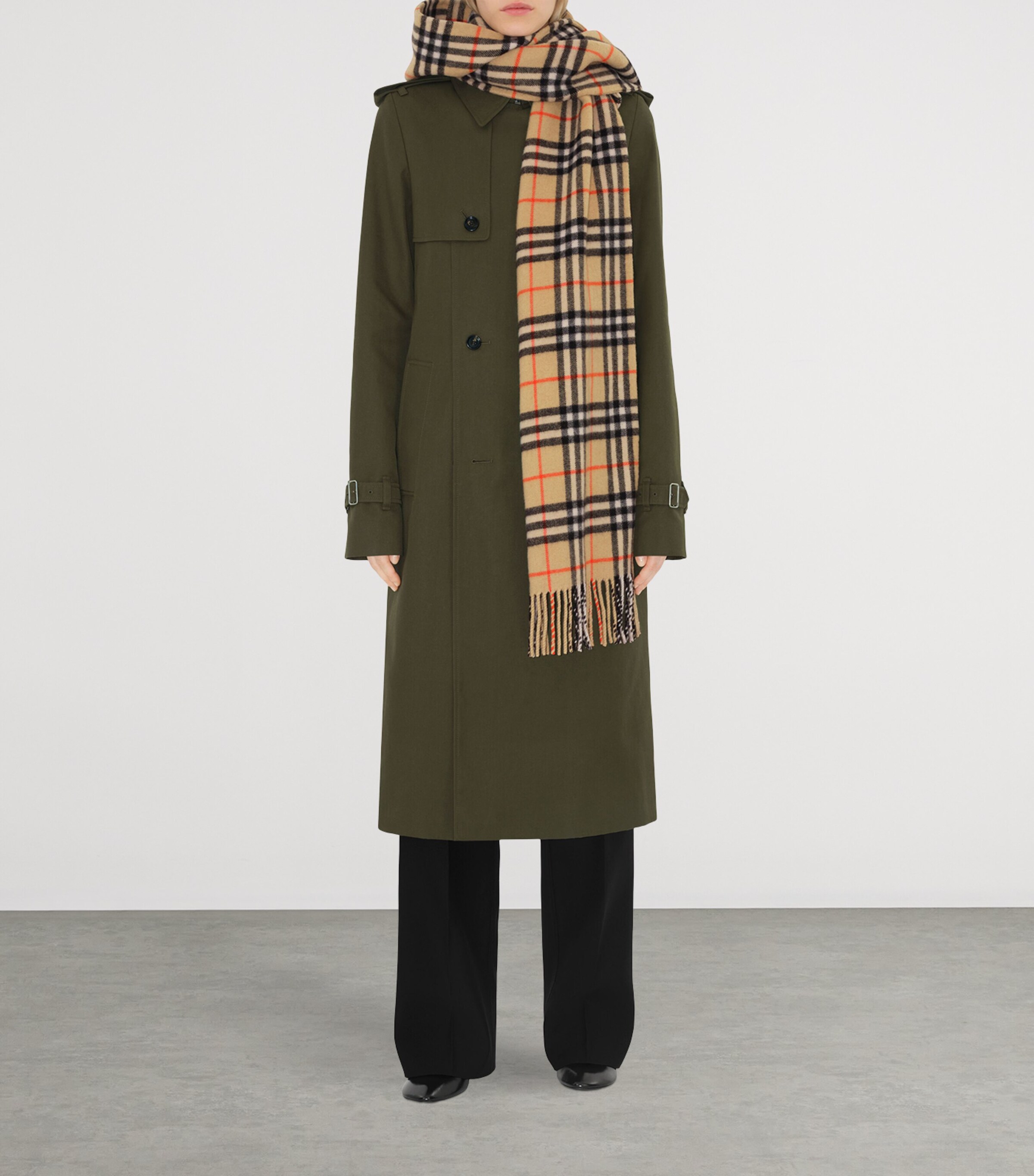 Burberry Cashmere Check Hooded Scarf Sand Image 2