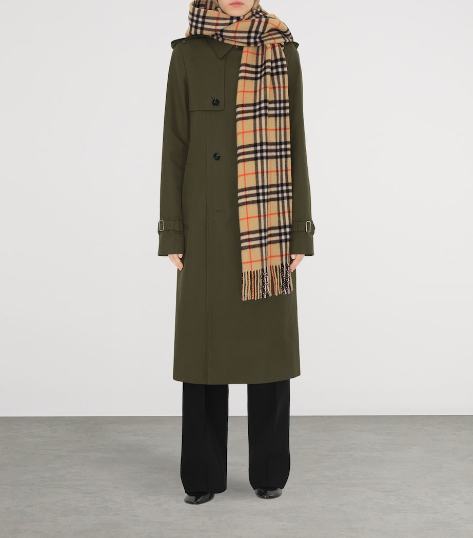 Cashmere Check Hooded Scarf SAND Image 2