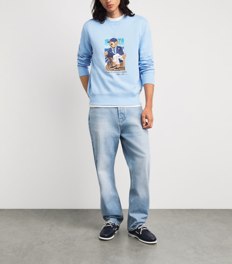 Polo Ralph Lauren Mens Stretch-Cotton Polo Bear Sweatshirt Nport Br Office Blue Image 2