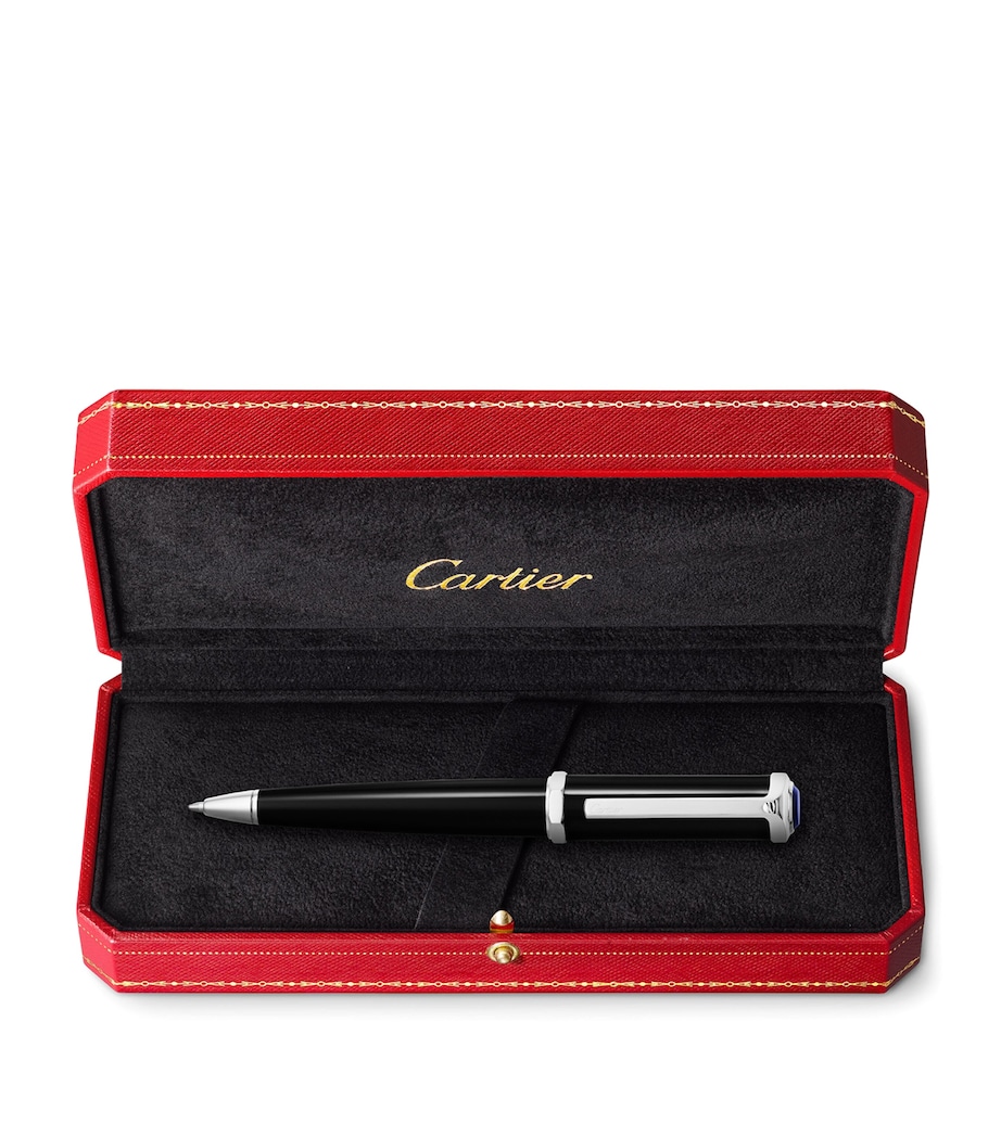 Cartier Santos-Dumont Ballpoint Pen Black & Silver Image 5