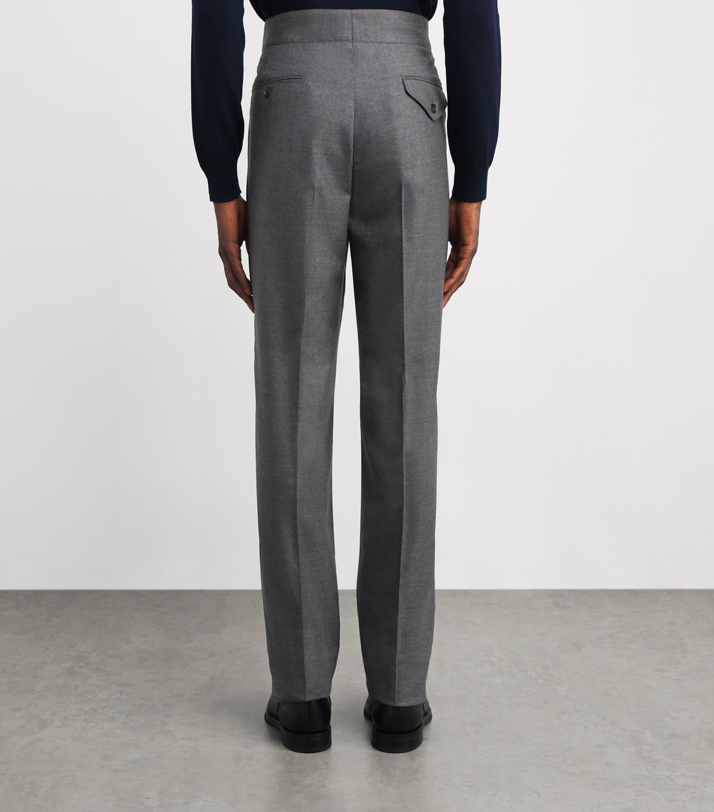 Wool Pleated Byron Trousers GREY HTR Image 4