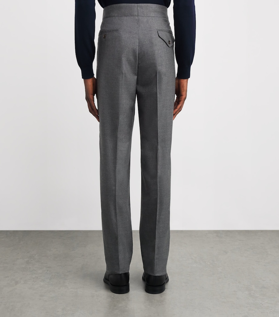 Wool Pleated Byron Trousers GREY HTR Image 4