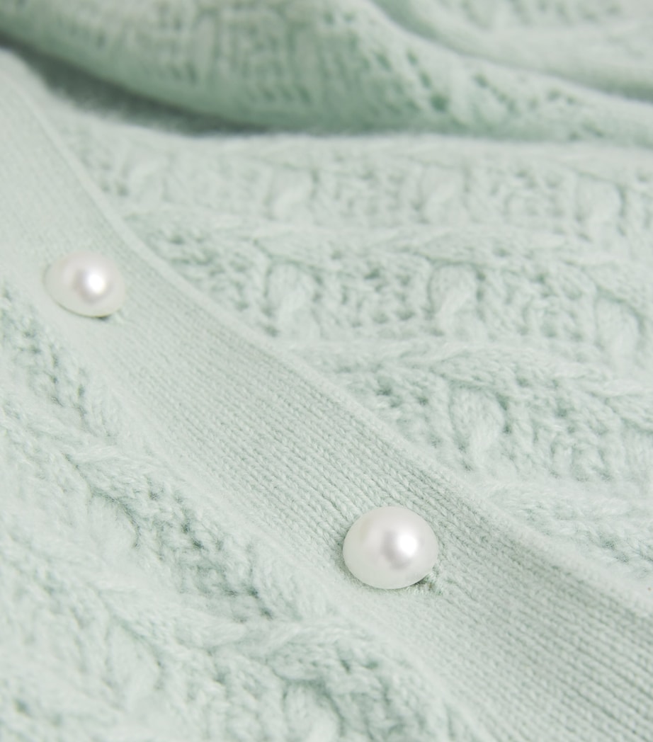 Cashmere Puff-Sleeve Doris Cardigan D334 GREEN TEA Image 5