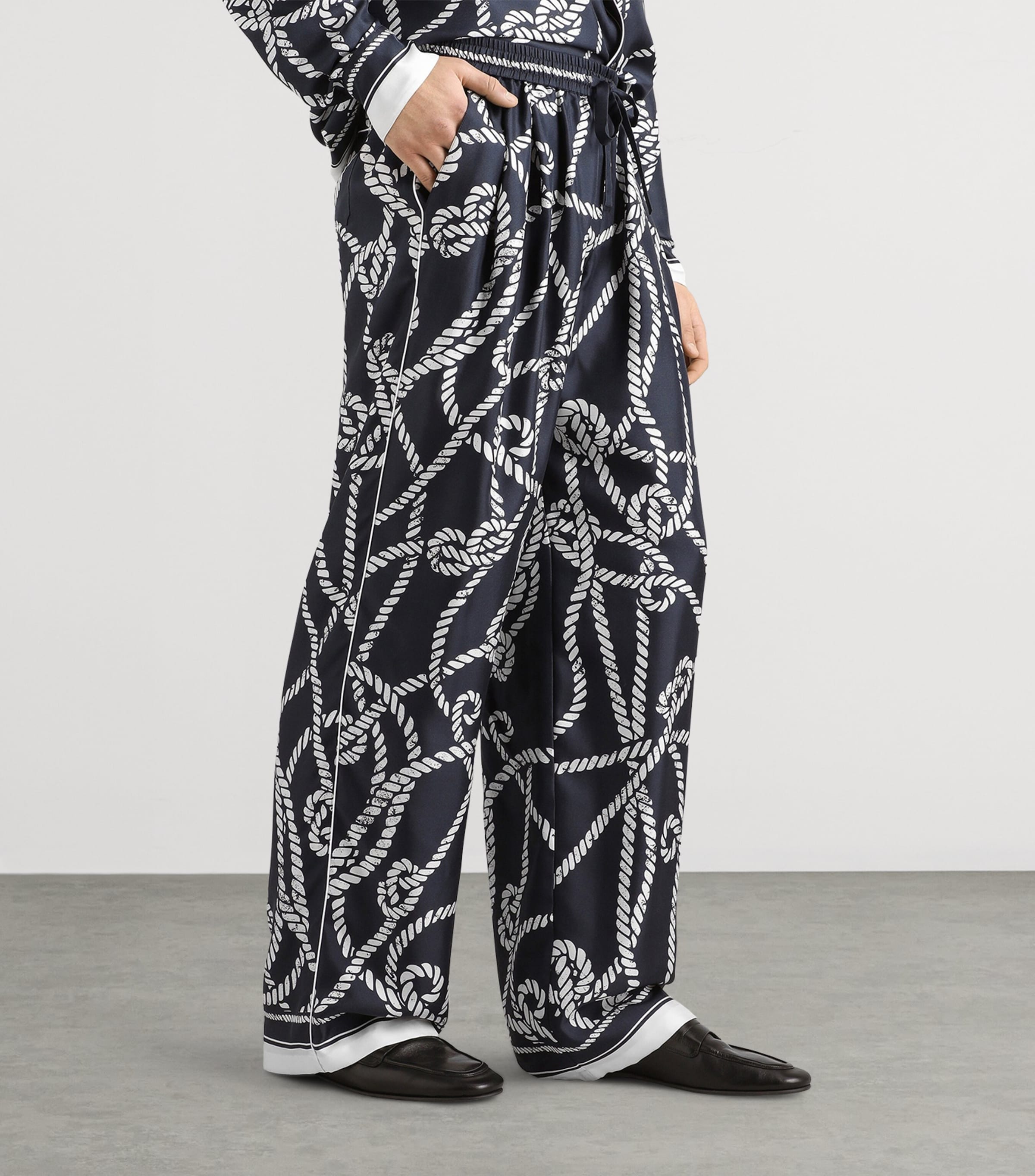 Dolce&Gabbana Mens Silk Marina Trousers Corde F.blu Na Image 4