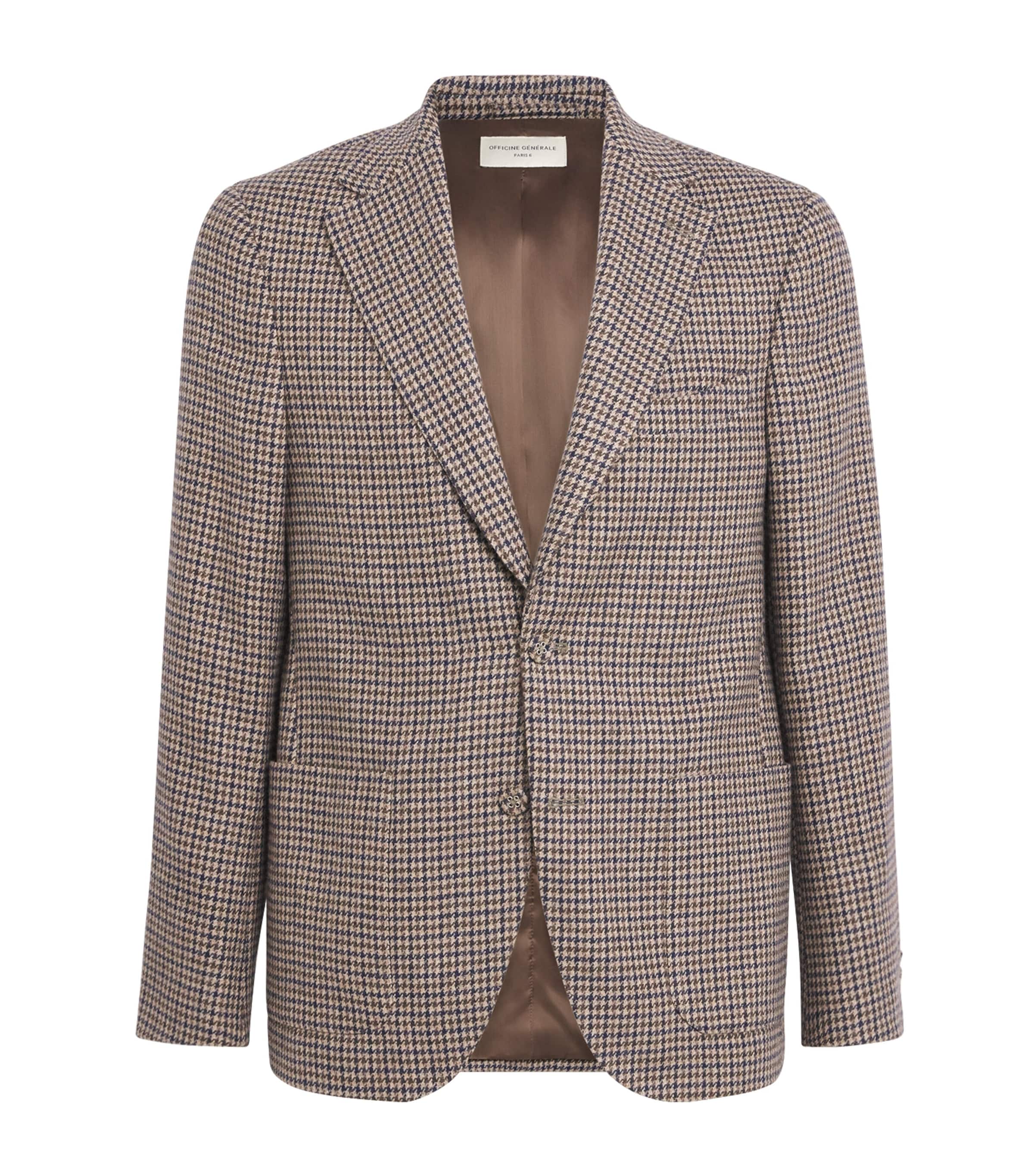Officine Generale Wool-blend Houndstooth Blazer In Multi