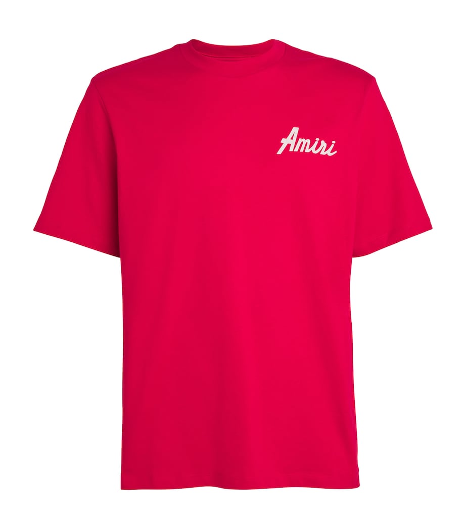 AMIRI Mens Cotton Logo T-Shirt Varsity Red Image 1
