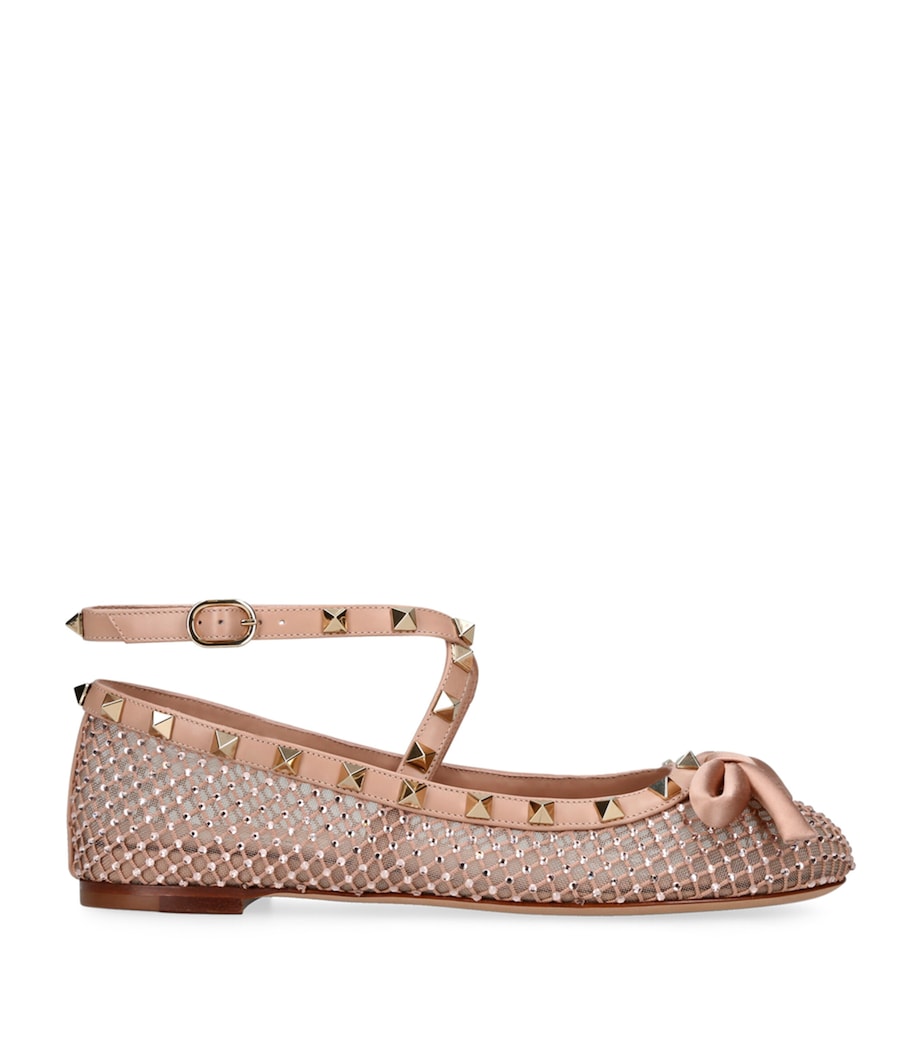Valentino Garavani Leather Rockstud Ballet Flats Blush Image 1