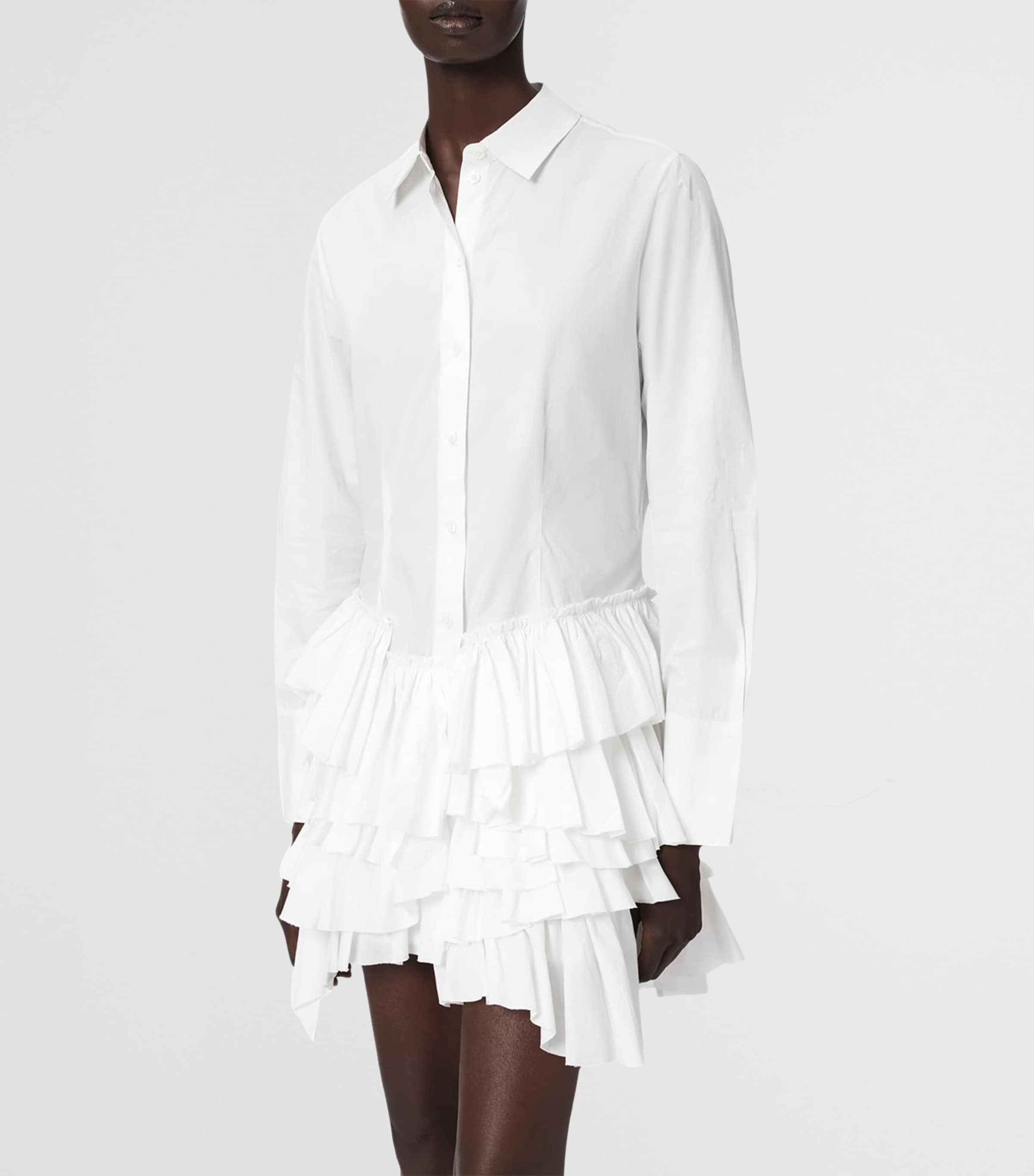AllSaints Womens Organic Cotton Kristi Shirt Dress Optic White Image 3
