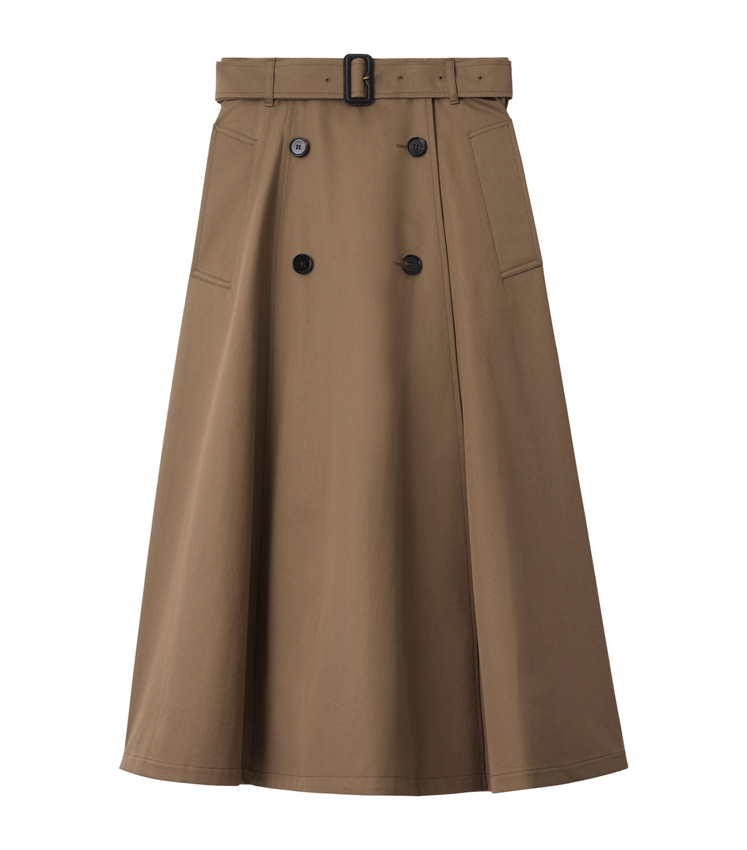 Burberry Beige Skirt With Adjustable Belt And Button Closure In Cotton Woman In Brown