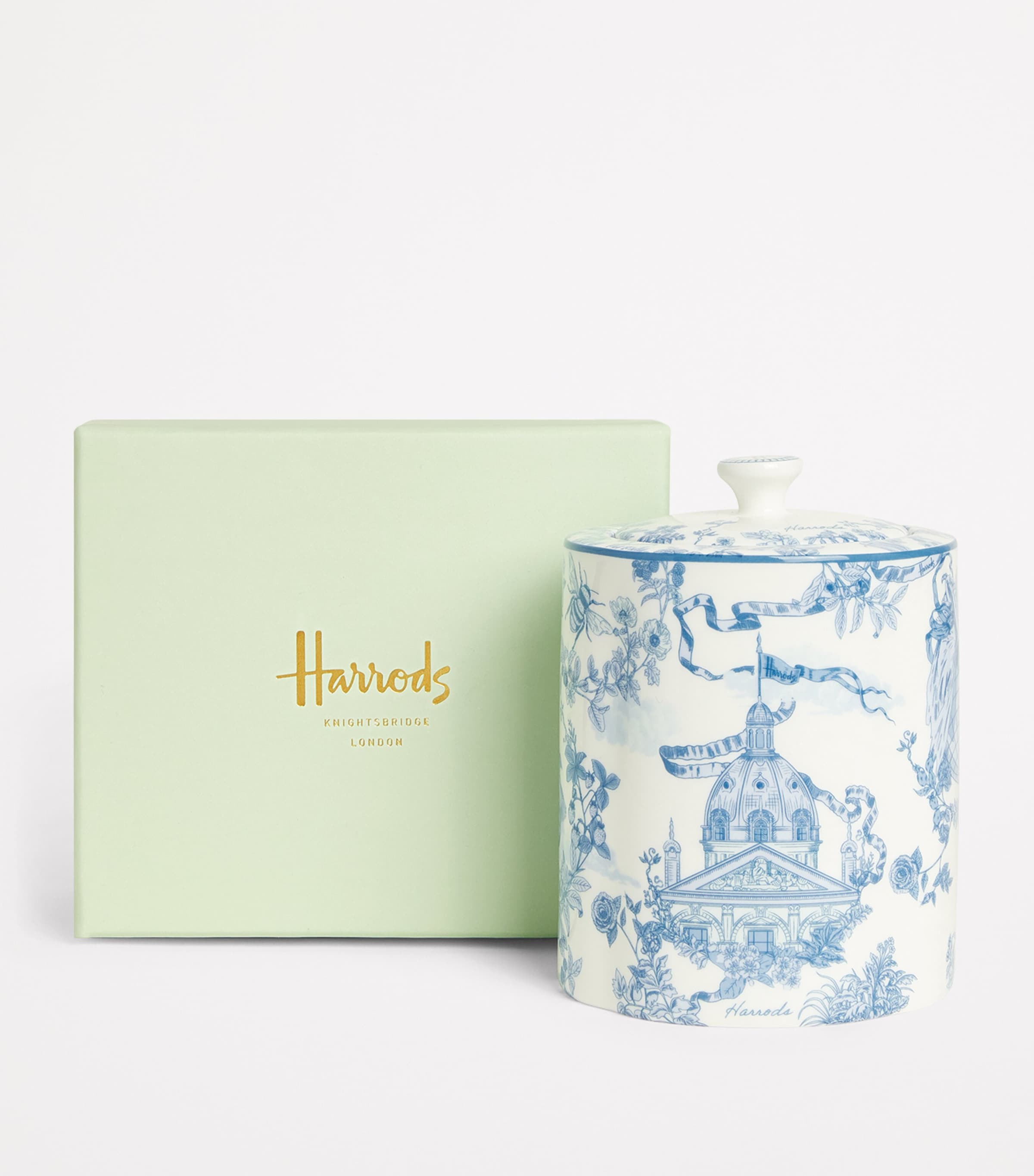 Bone China Toile Tea Caddy BLUE Image 2