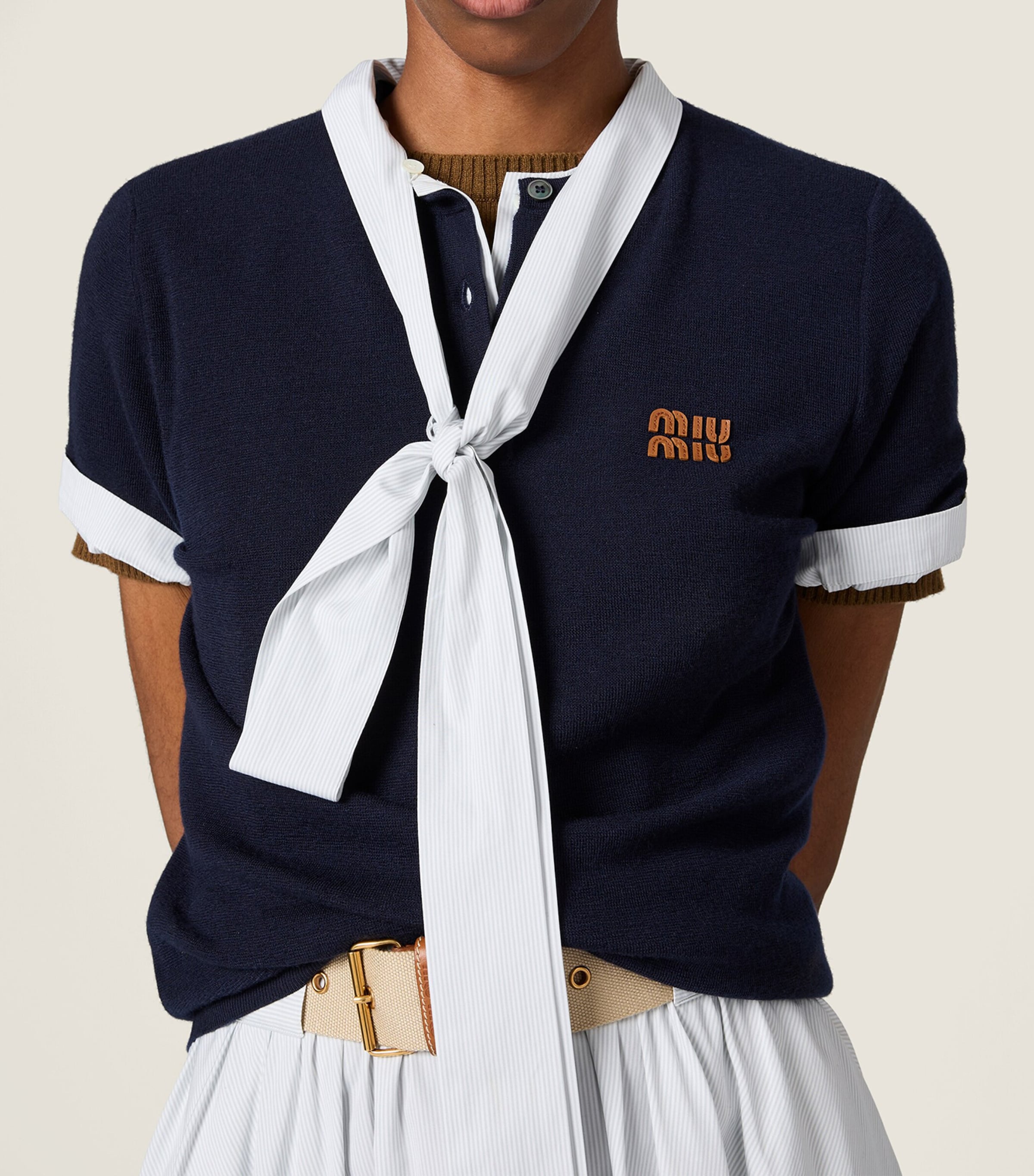 Miu Miu Womens Cashmere Logo Henley Sweater Image 4
