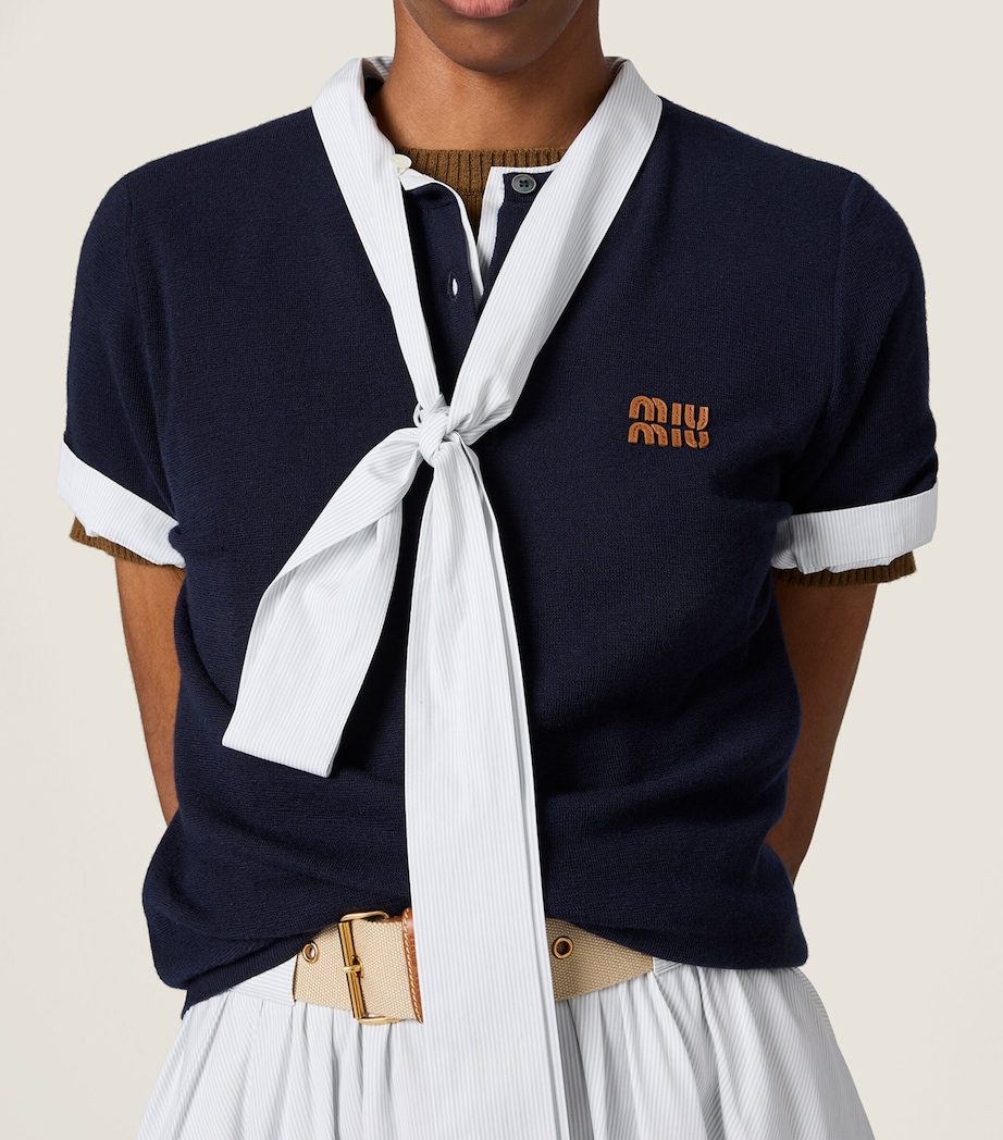 Miu Miu Womens Cashmere Logo Henley Sweater Image 4