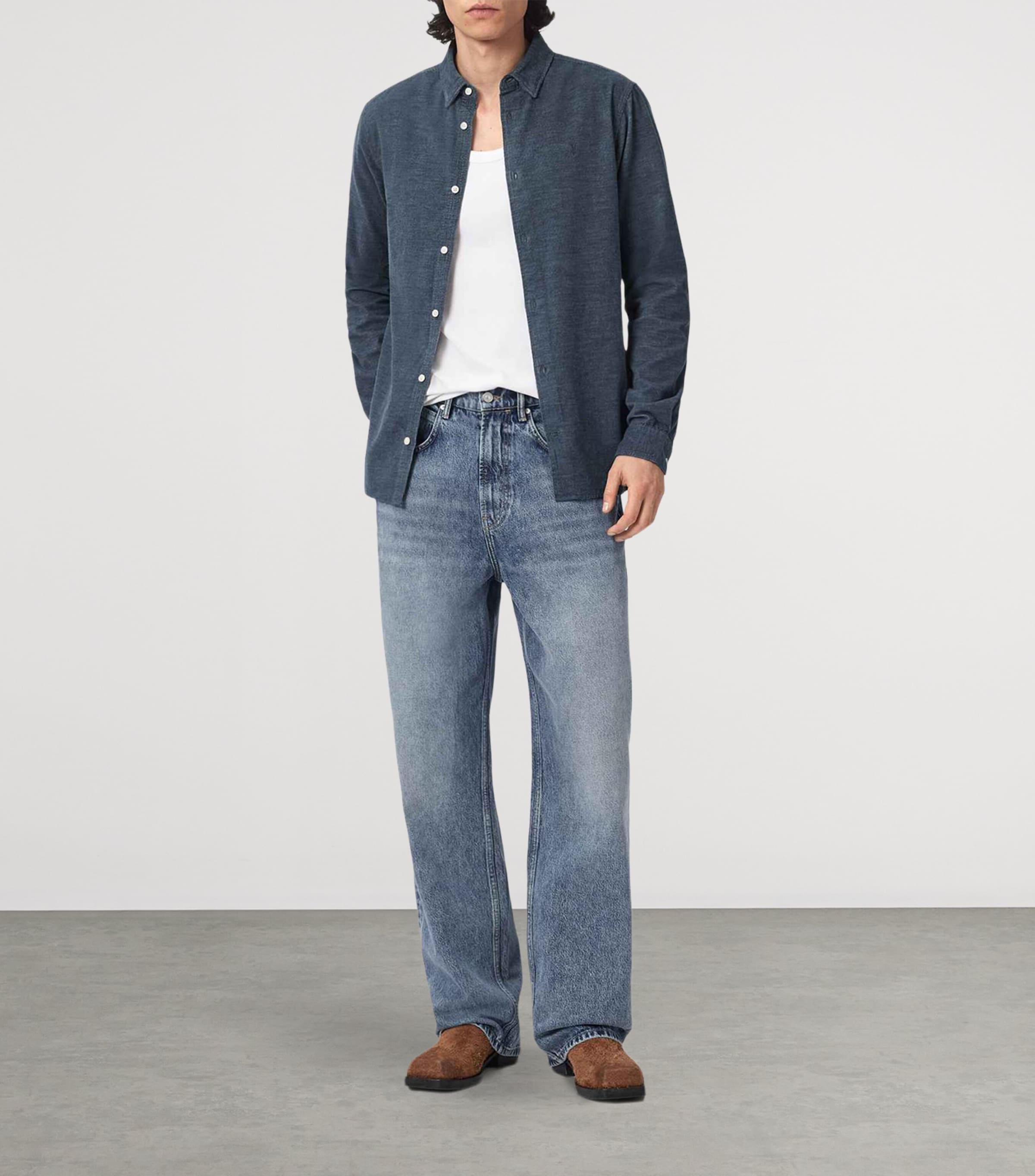 AllSaints Mens Organic Cotton Lorella Shirt Moonstone Blue Image 2