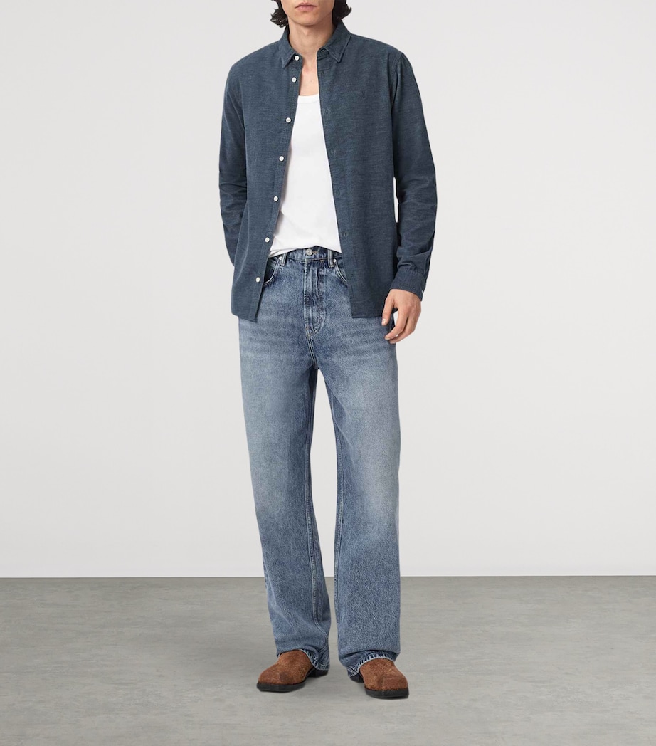AllSaints Mens Organic Cotton Lorella Shirt Moonstone Blue Image 2