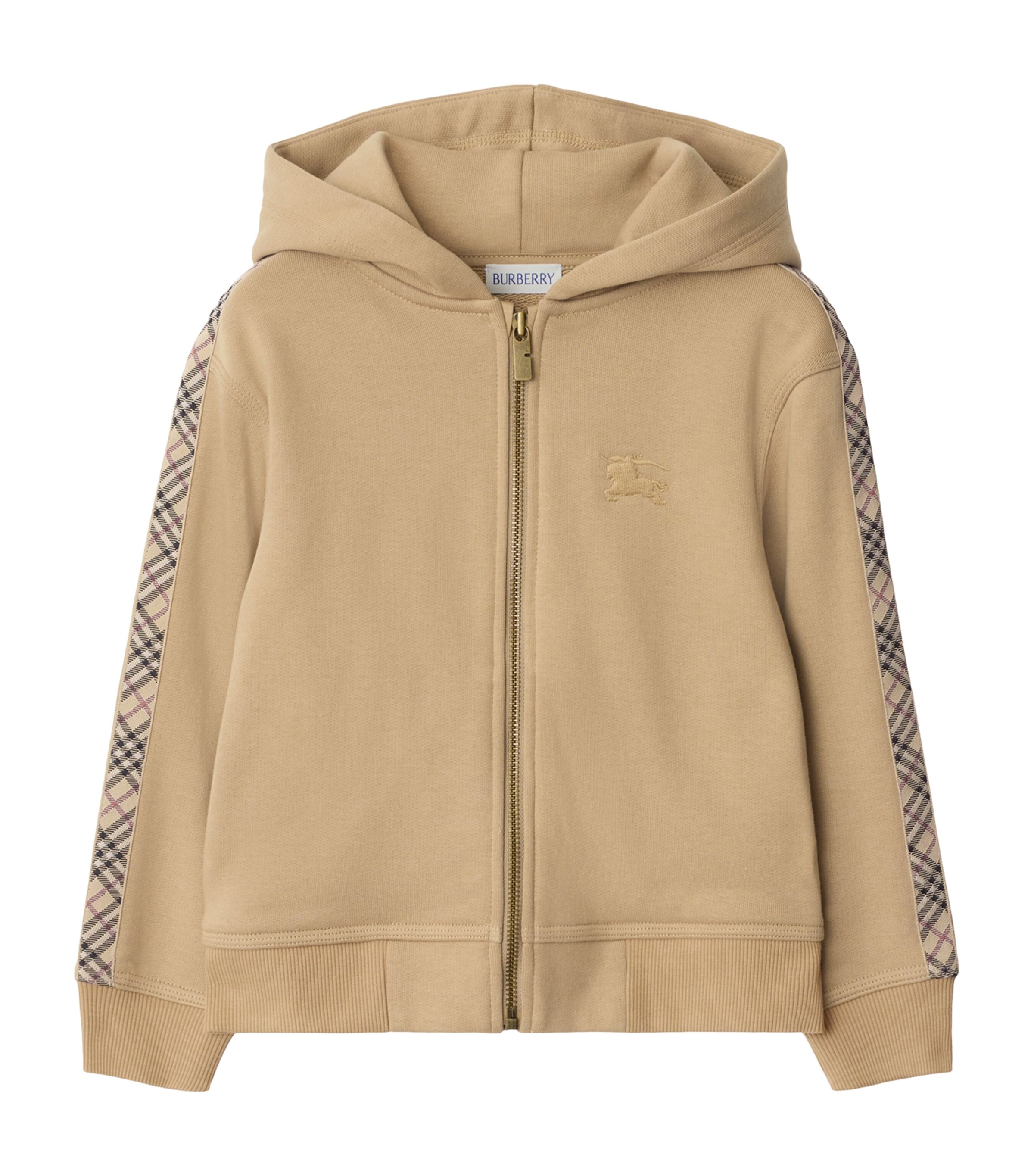 【新品】可愛い柄Burberry Children スエット上下セット Burberry Kids Beige Cotton Check-Trim Zip-Up Hoodie (3-12 Years