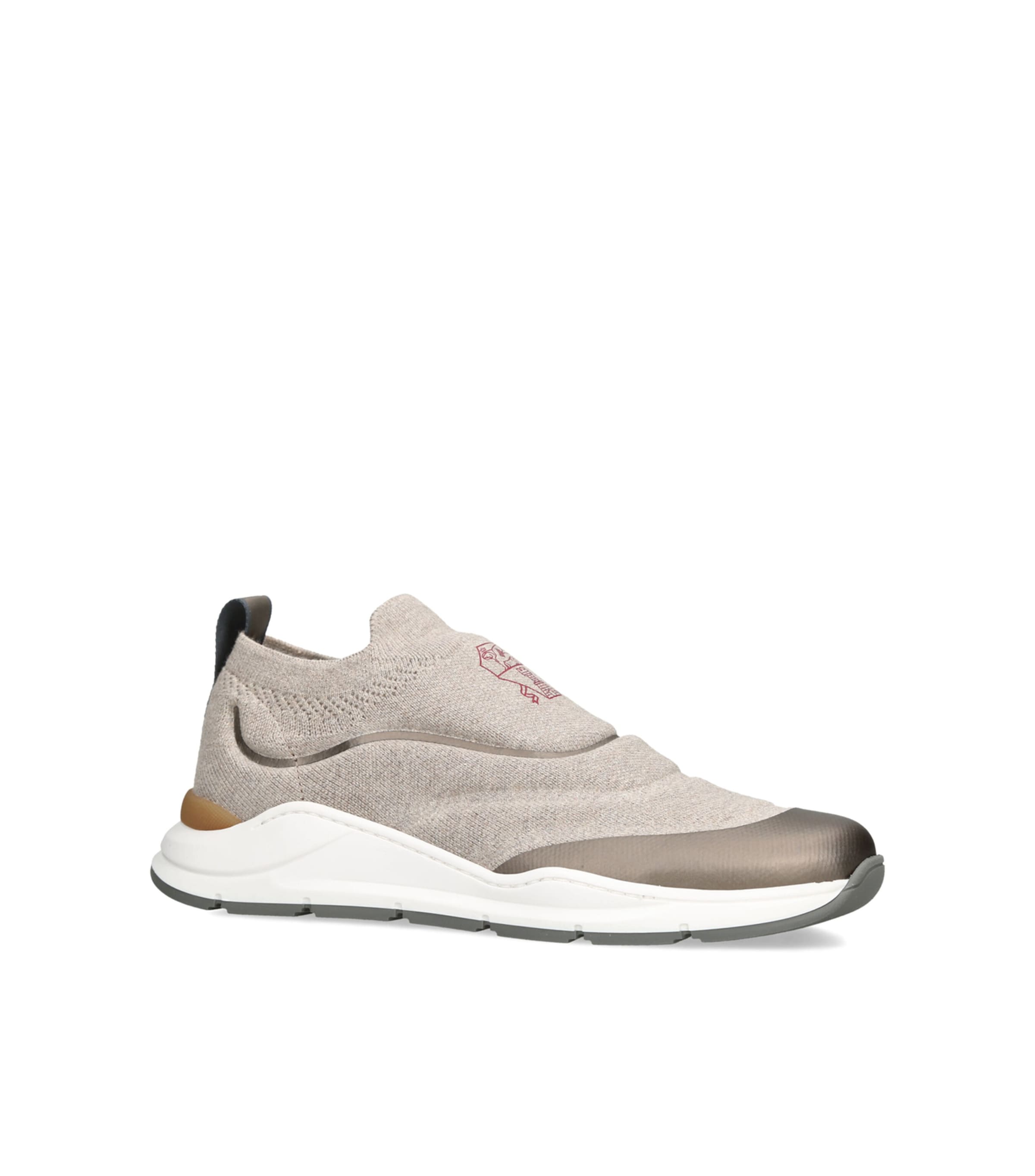 Brunello Cucinelli Kids Cotton Slip-On Sneakers Beige Comb Image 2
