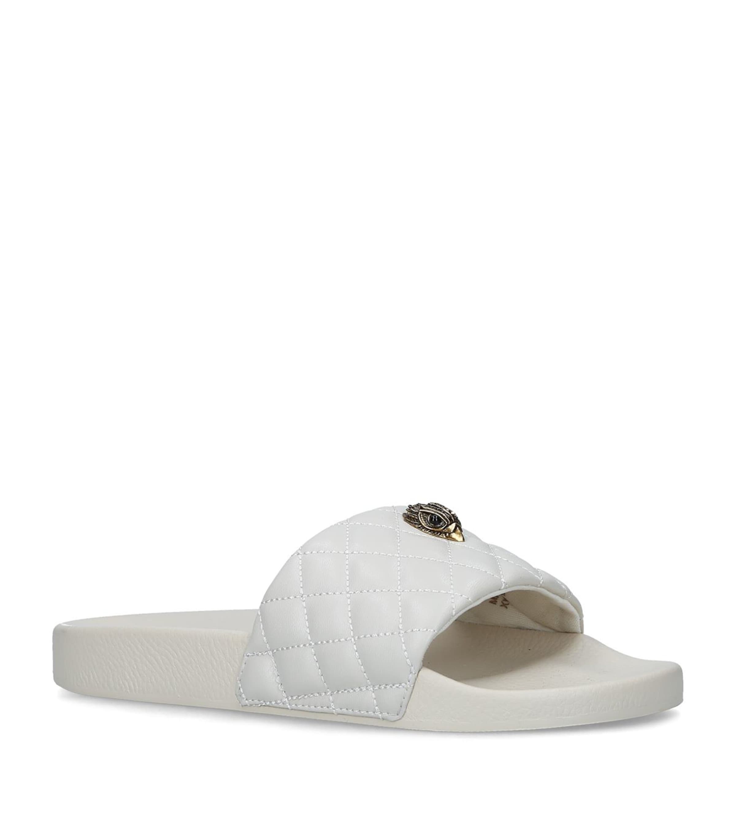 Kurt Geiger Quilted Meena Eagle Slides In Beige