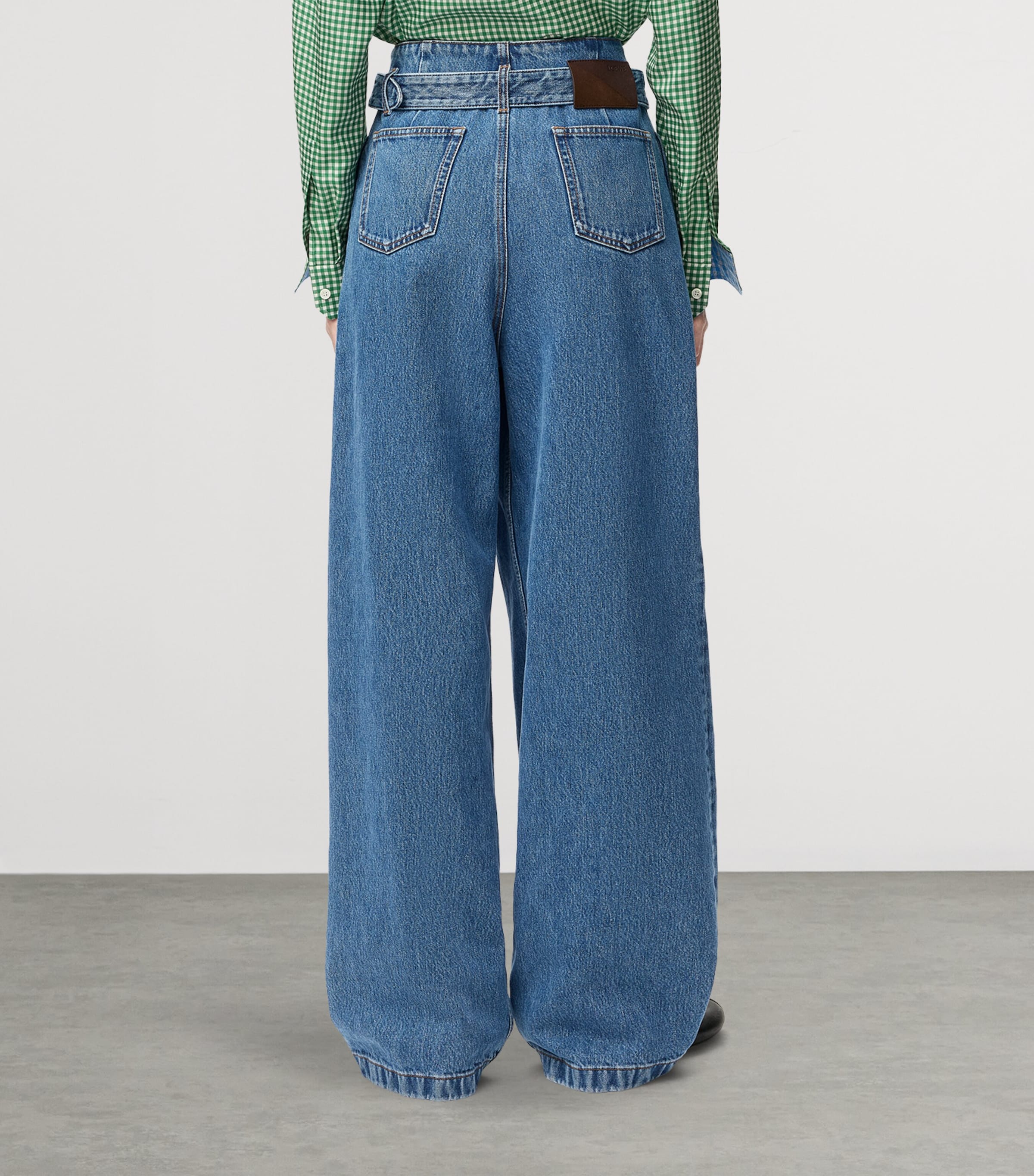 LOEWE Womens Draped Mid-Rise Relaxed Jeans Blue Image 4