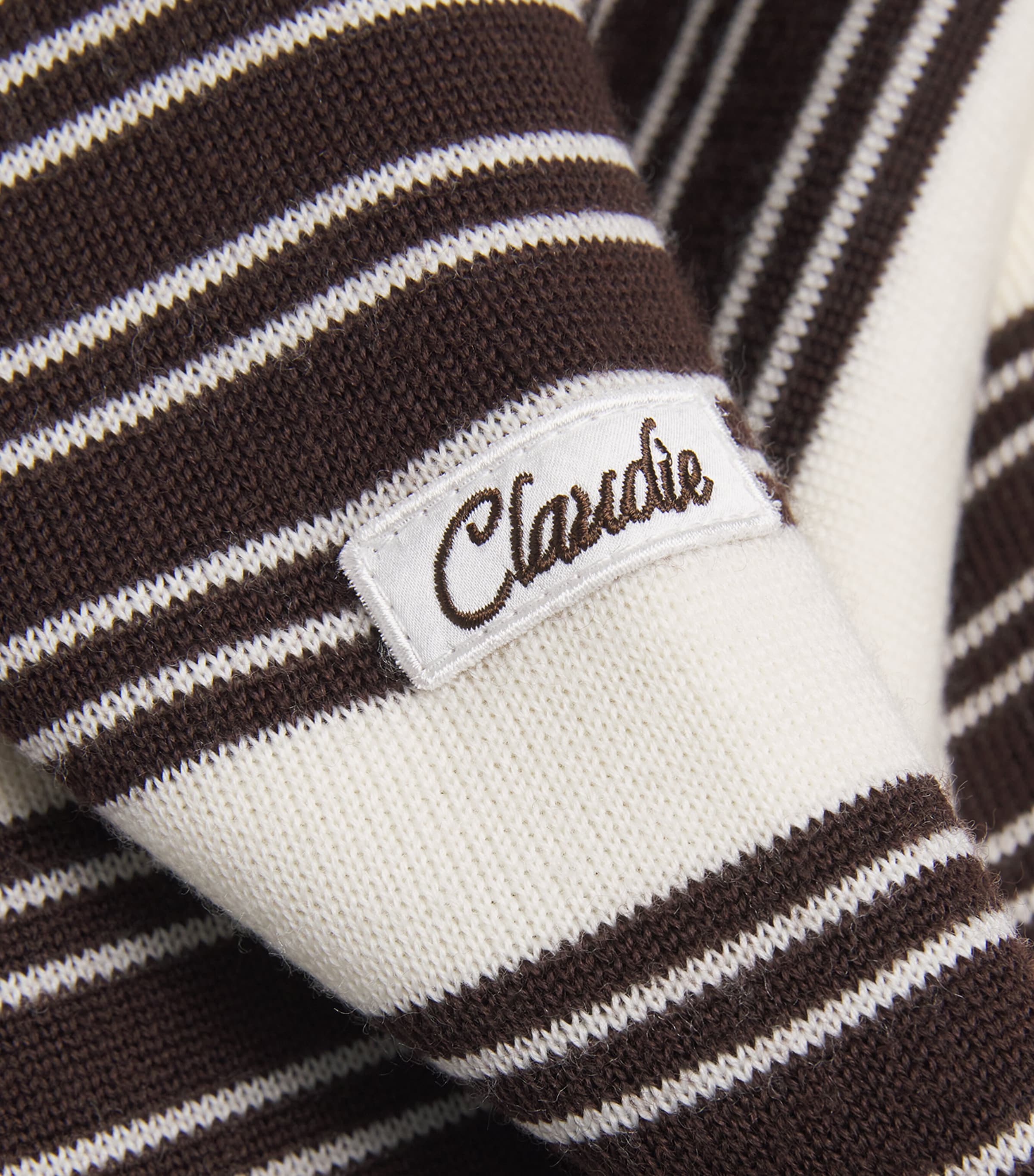Knitted Stripe Polo Shirt BROWN Image 5