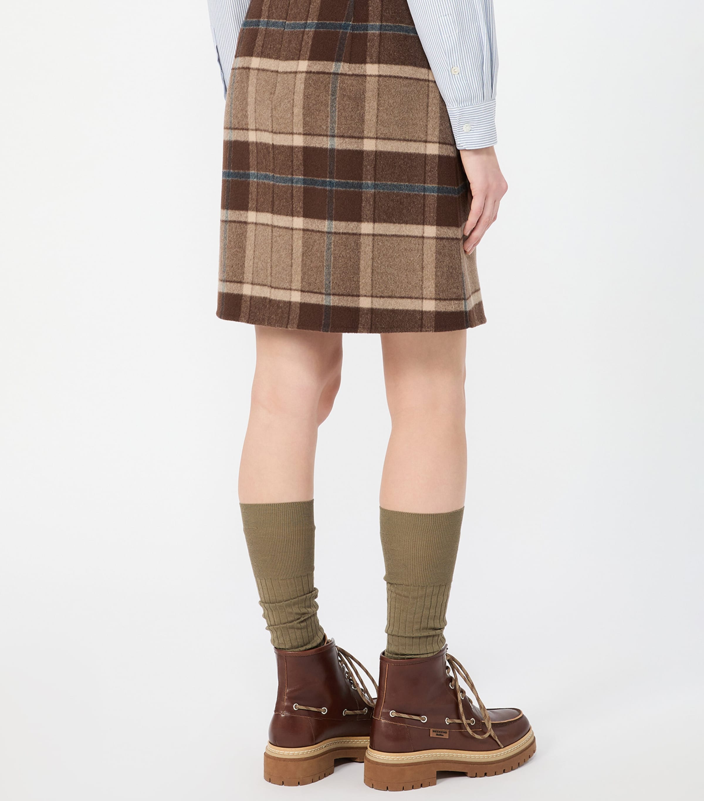 Weekend Max Mara Womens Virgin Wool Check Mini Skirt Brown Image 4