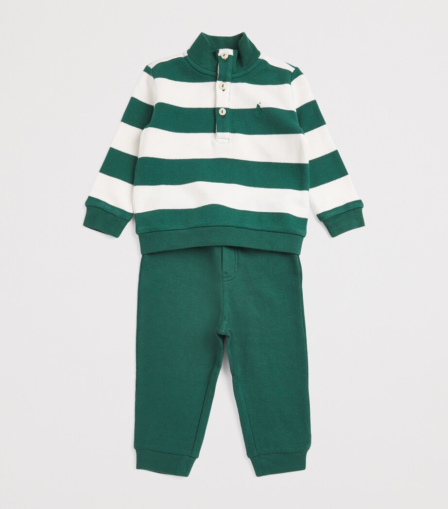 Ralph Lauren Kids Stripe Polo Sweater and Trousers Set (3-24 Months) Green Mu Image 3