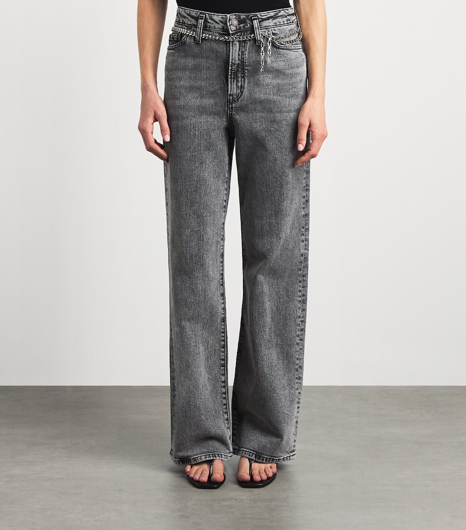Maje Womens Belted Wide-Leg Jeans Grey Image 4