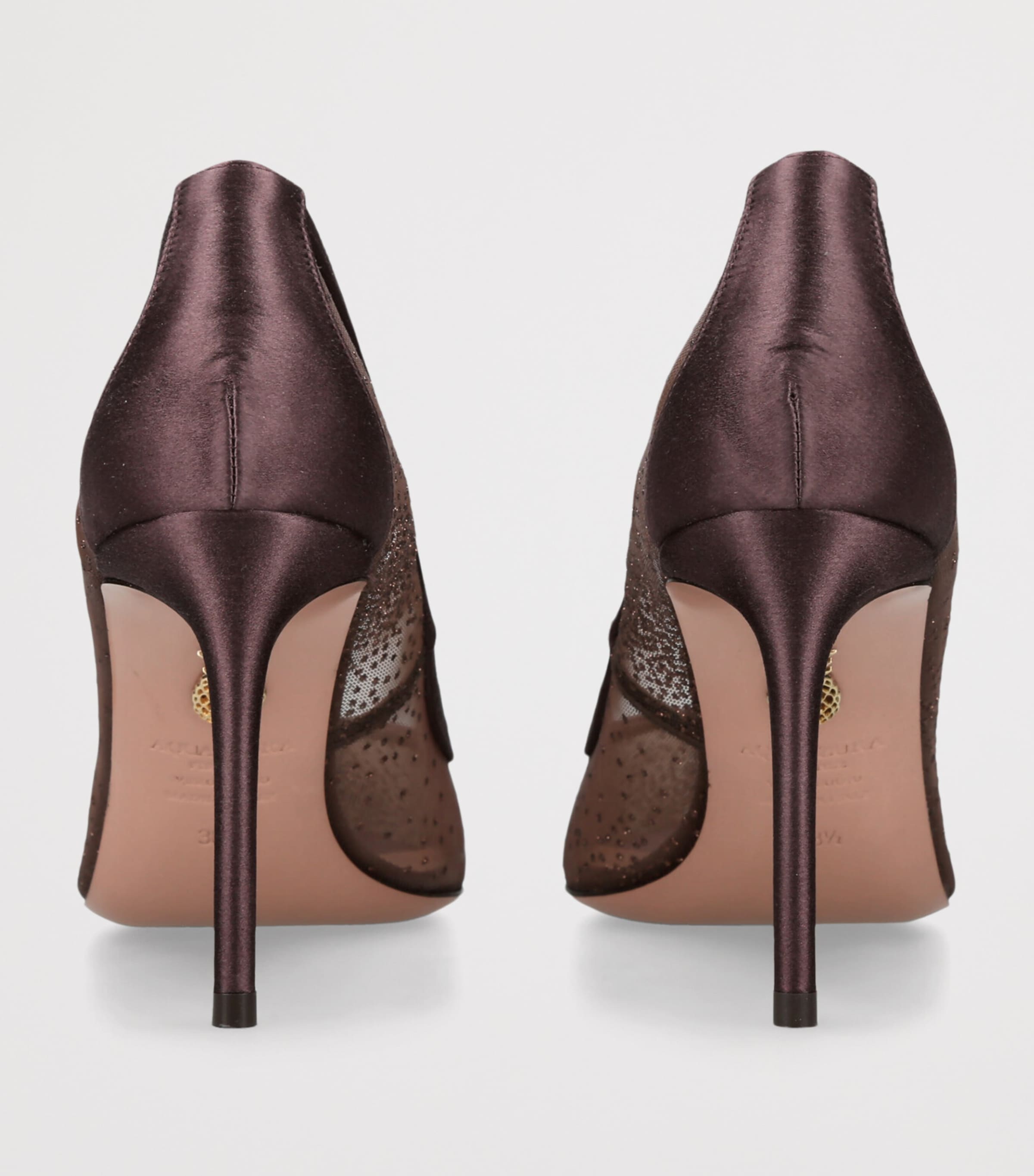Aquazzura Embellished Mesh Pumps 85 Dark Brown Image 2