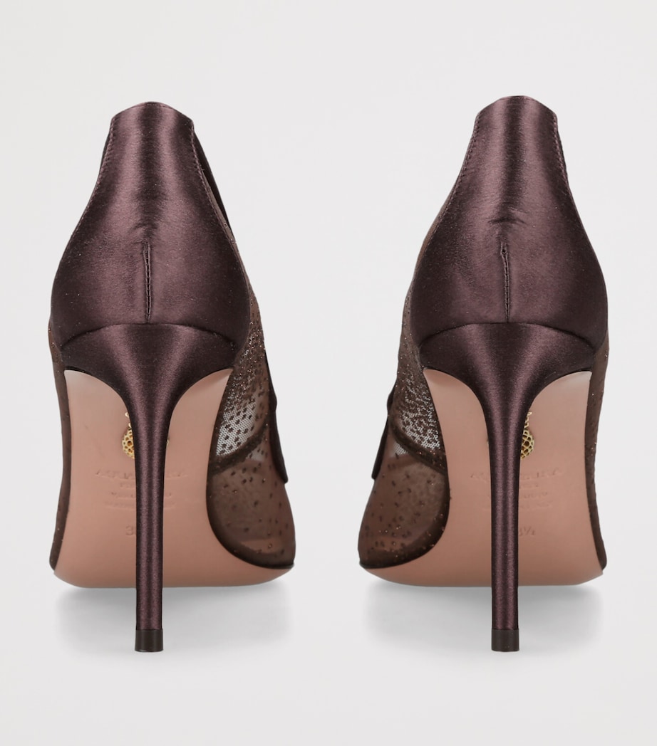 Aquazzura Embellished Mesh Pumps 85 Dark Brown Image 2