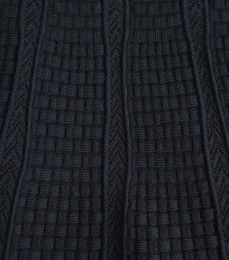 Molli Womens Virgin Wool-Blend Basket-Weave Midi Skirt Midnight Deep Black Image 6
