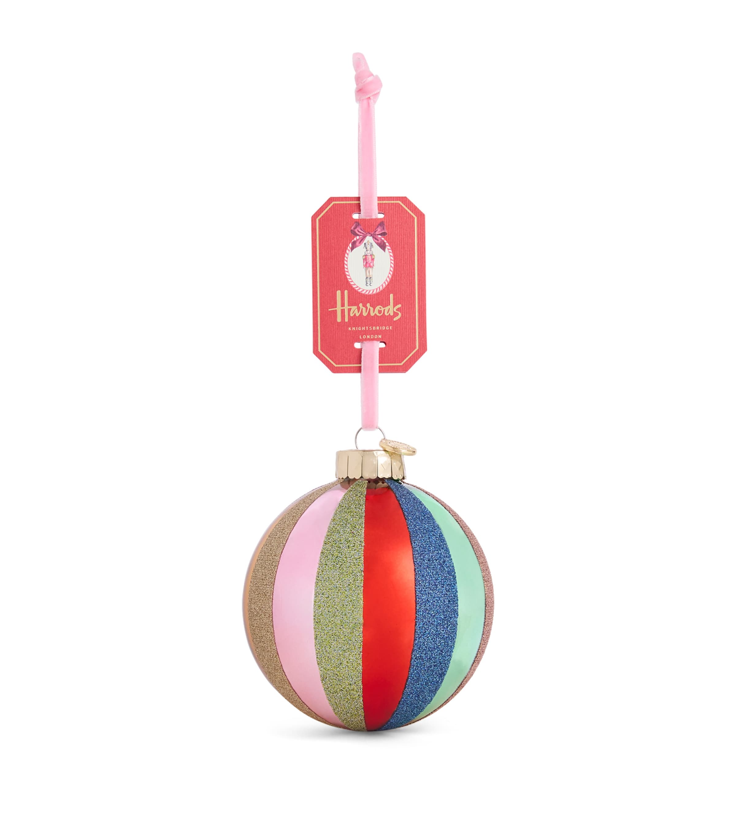 Harrods Glitter Stripe Bauble Image 1