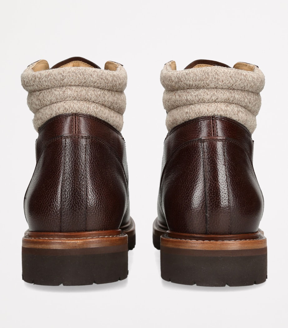 Leather Wool-Trim Mountain Boots DARK BROWN Image 2