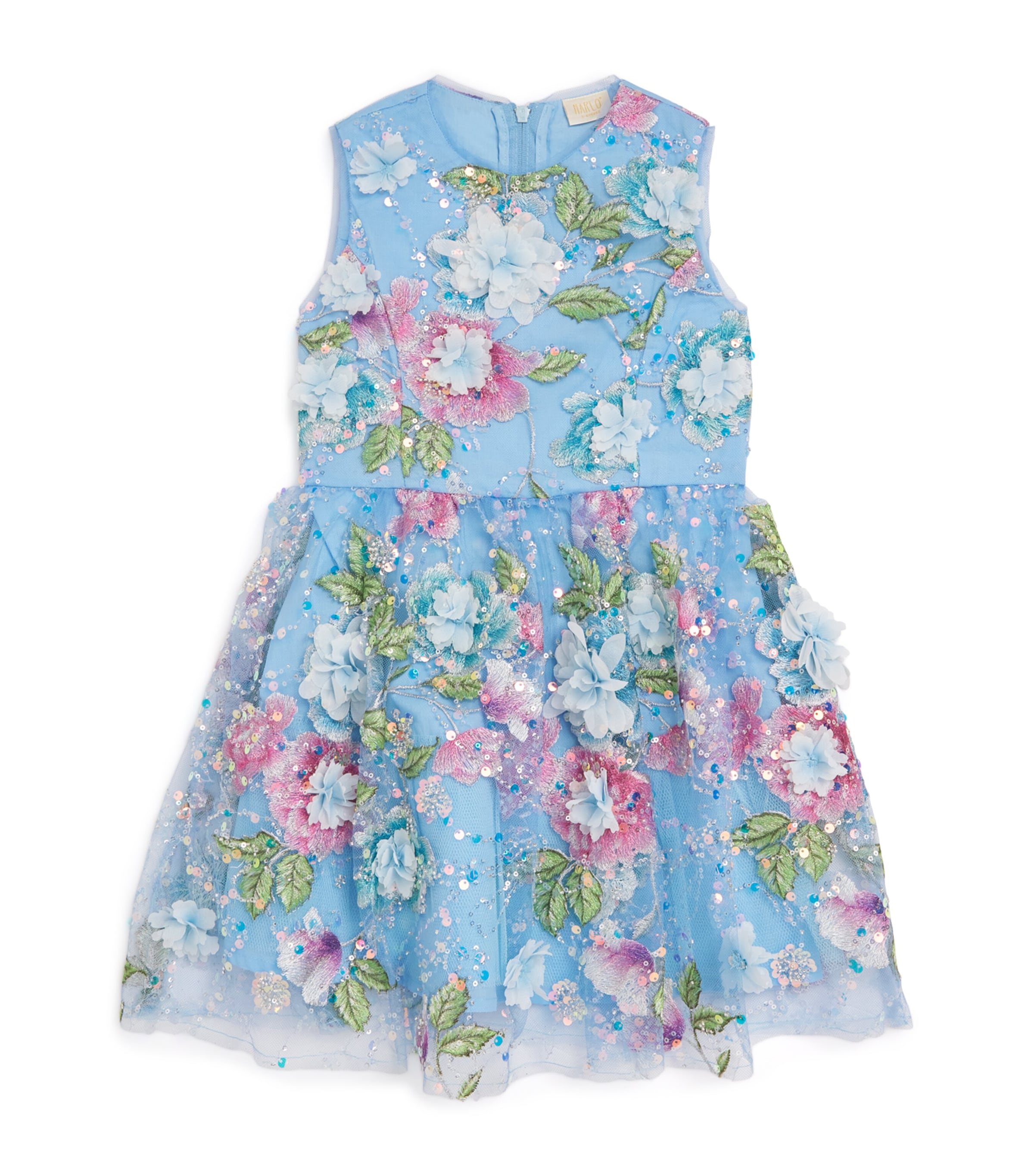 Marlo Floral-embroidered Rosaline Dress In Blue