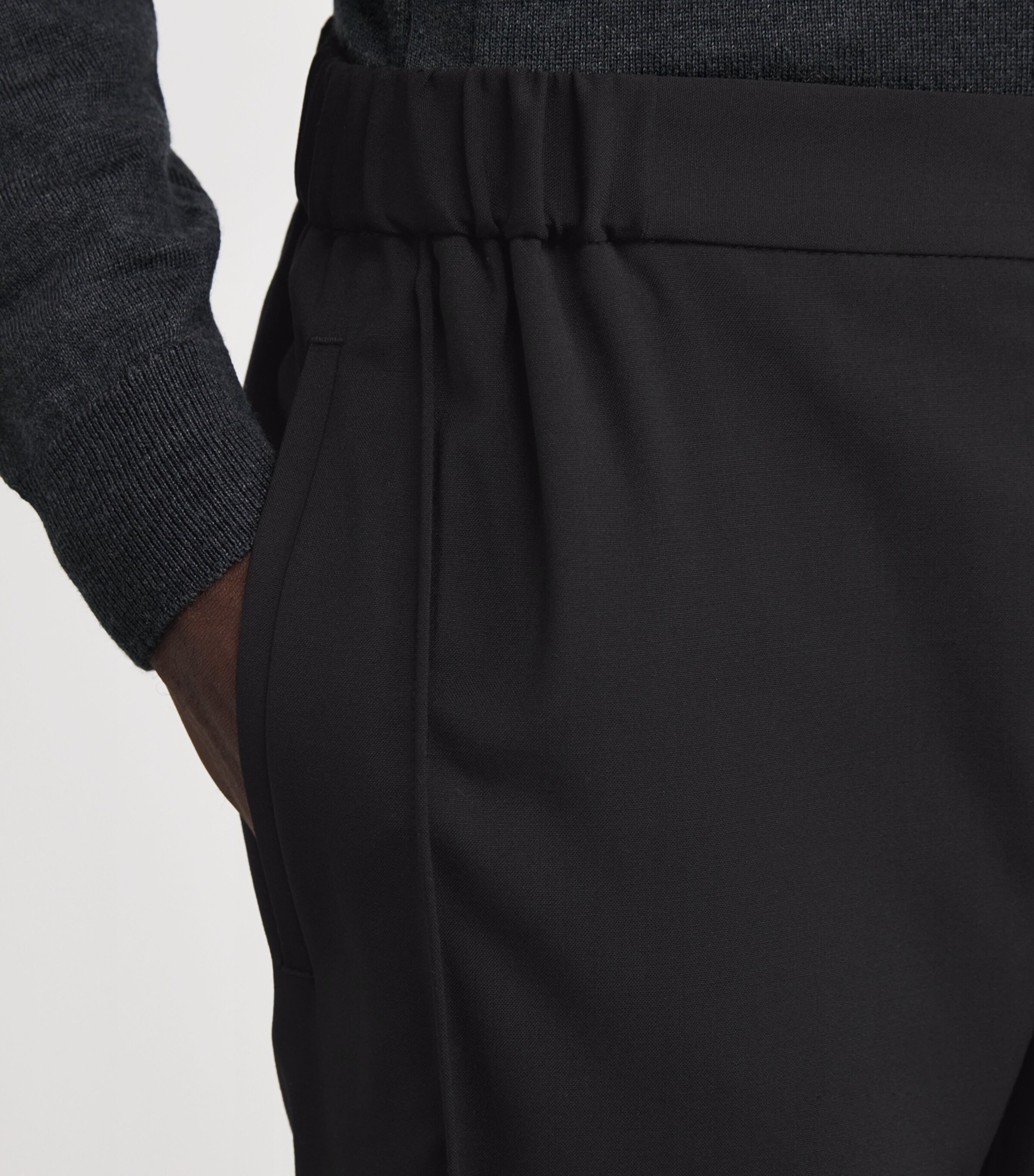 Emporio Armani Black Virgin Wool Cuffed Trousers | Harrods US