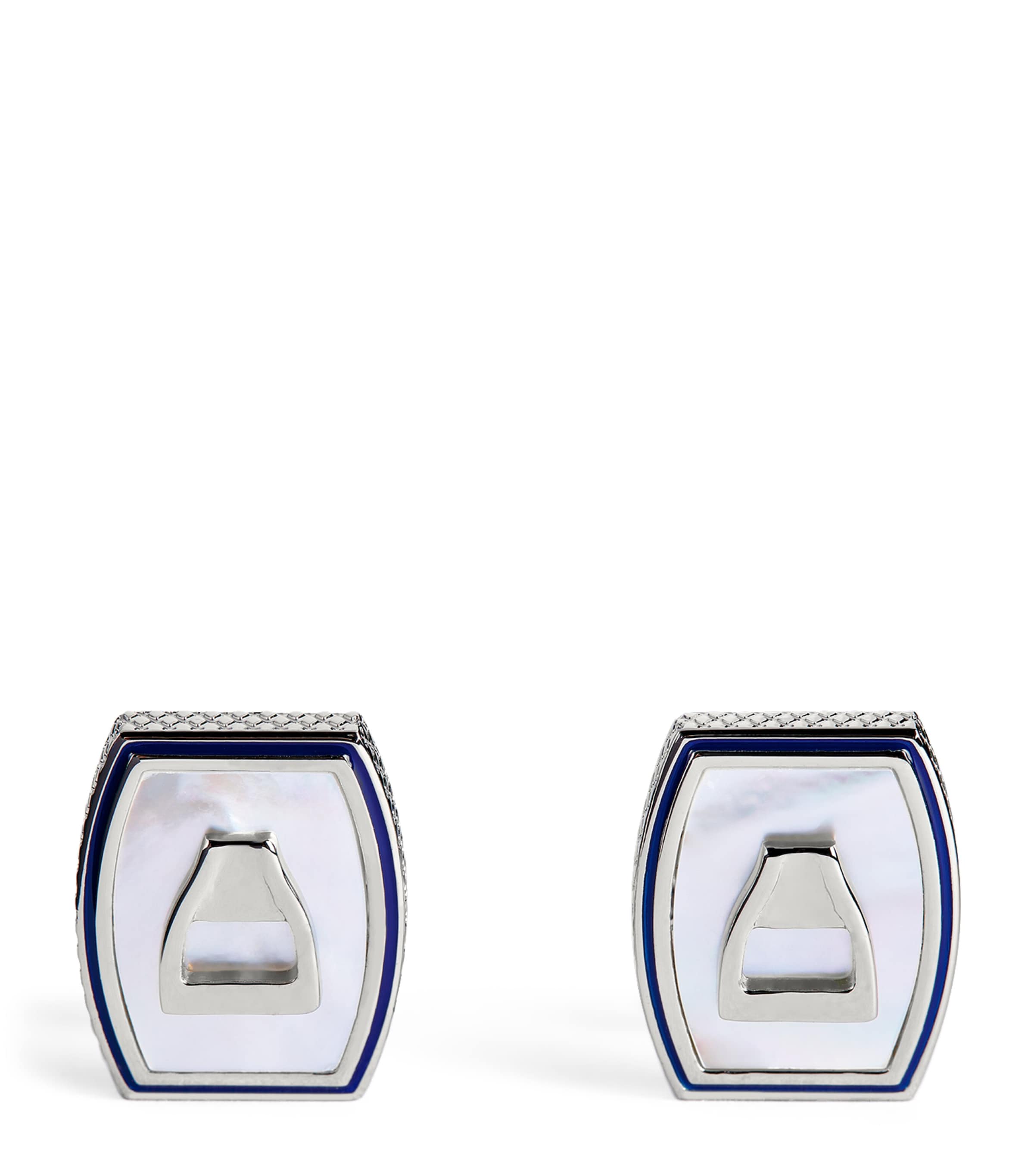 Tateossian Palladium Mother-of-pearl-detail Ascot Cufflinks In Metallic