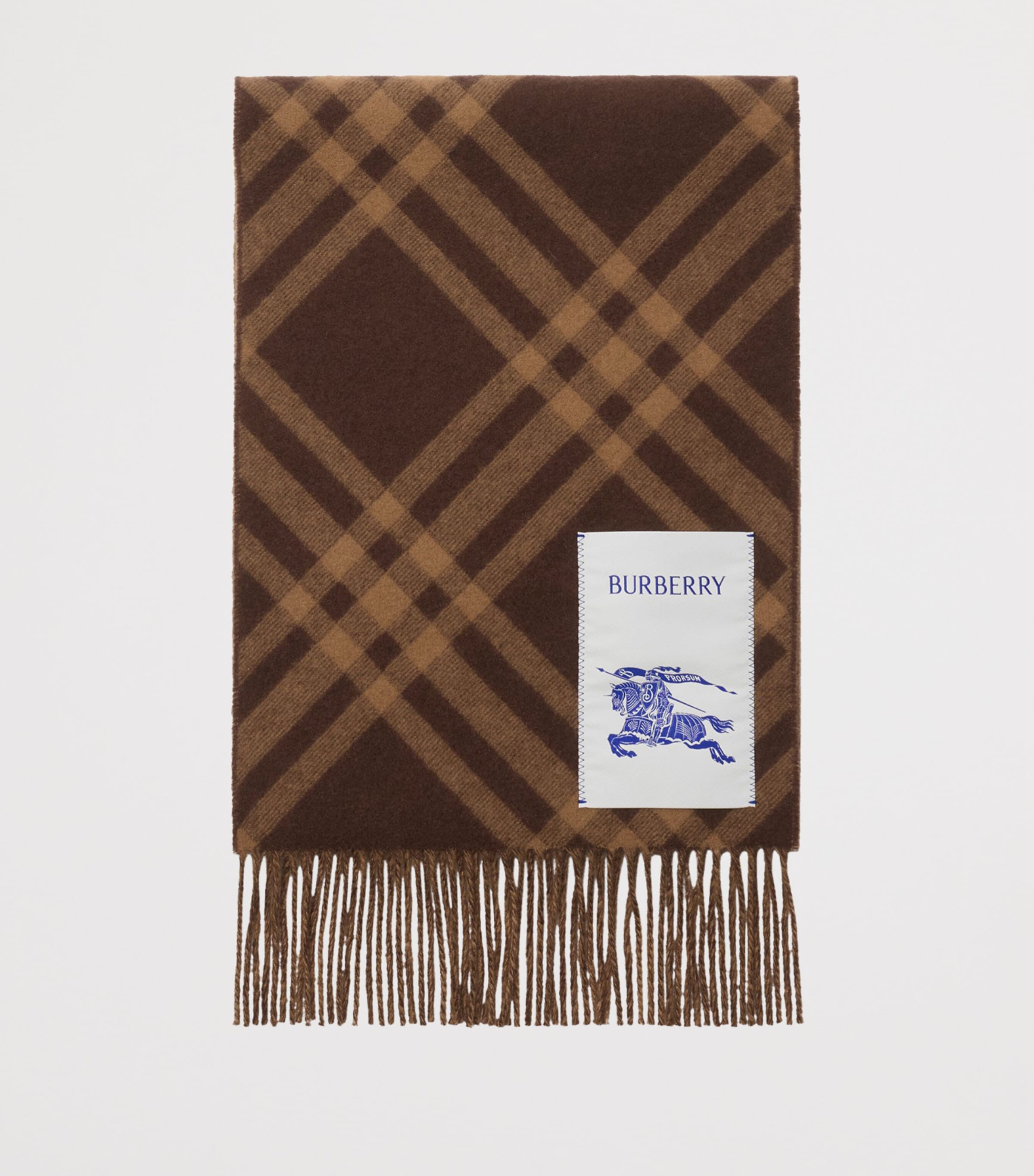 Cashmere Check Scarf TREACLE BROWN Image 2