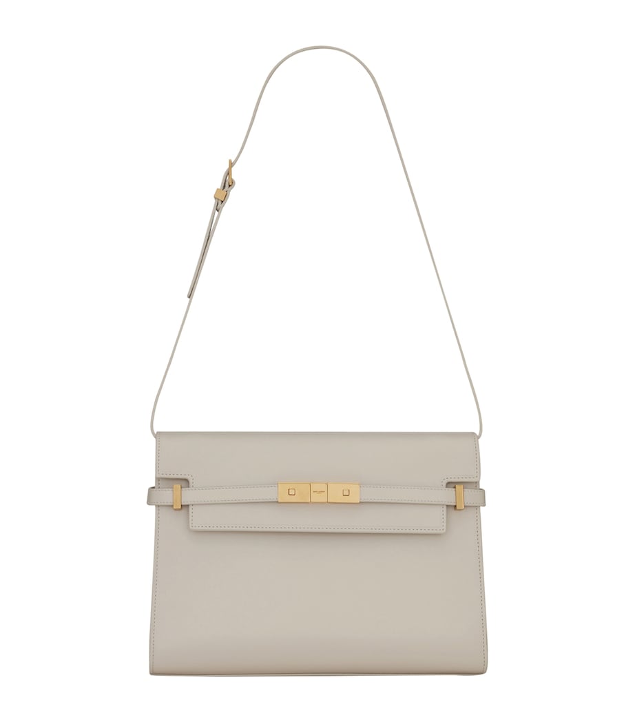 Saint Laurent Small Leather Canvas Manhattan Tote Bag Image 1