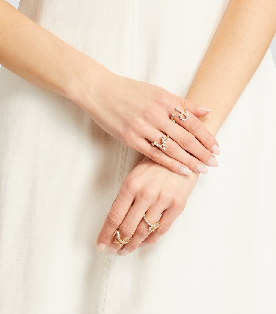 Yellow Gold and Diamond Ensemble 'R' Ring YELLOW GOLD Image 4
