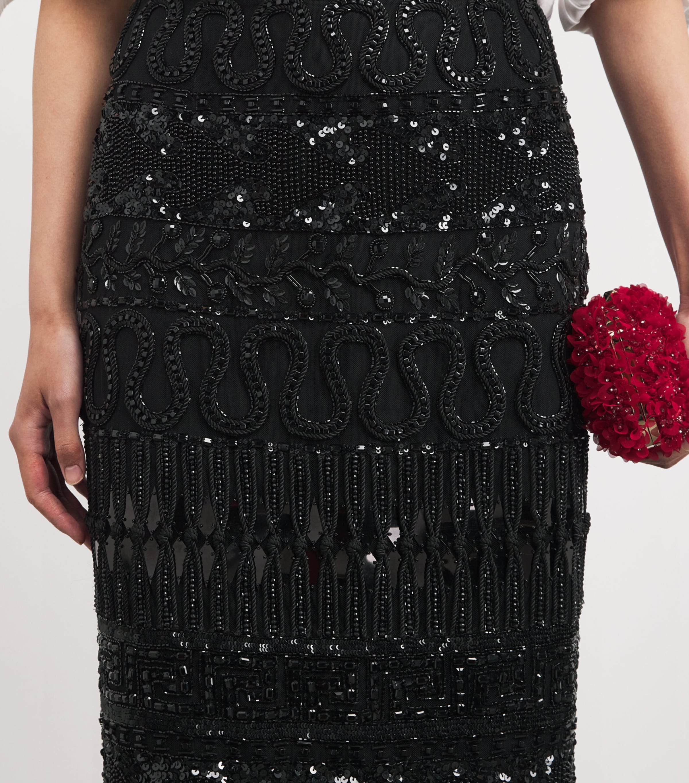 Tulle Embellished Midi Skirt 001 BLACK Image 6