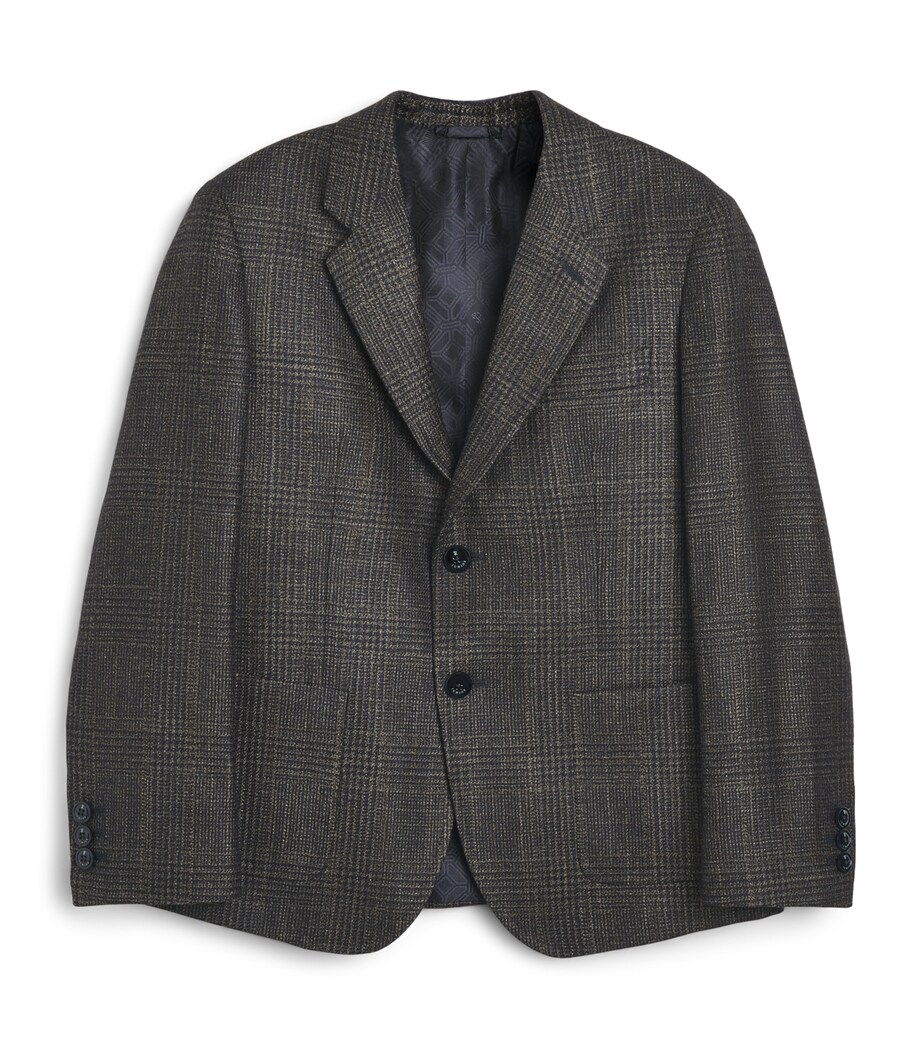 Stefano Ricci Kids Wool-Silk-Cashmere Check Blazer (8-16 Years) Greenc. Image 1