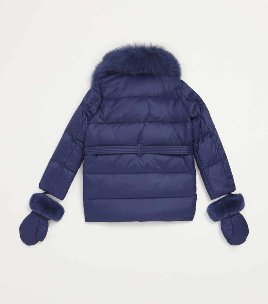 Fur-Trim Down Puffer Jacket with Mittens (4-14 Years) A7061 MATELOT Image 2