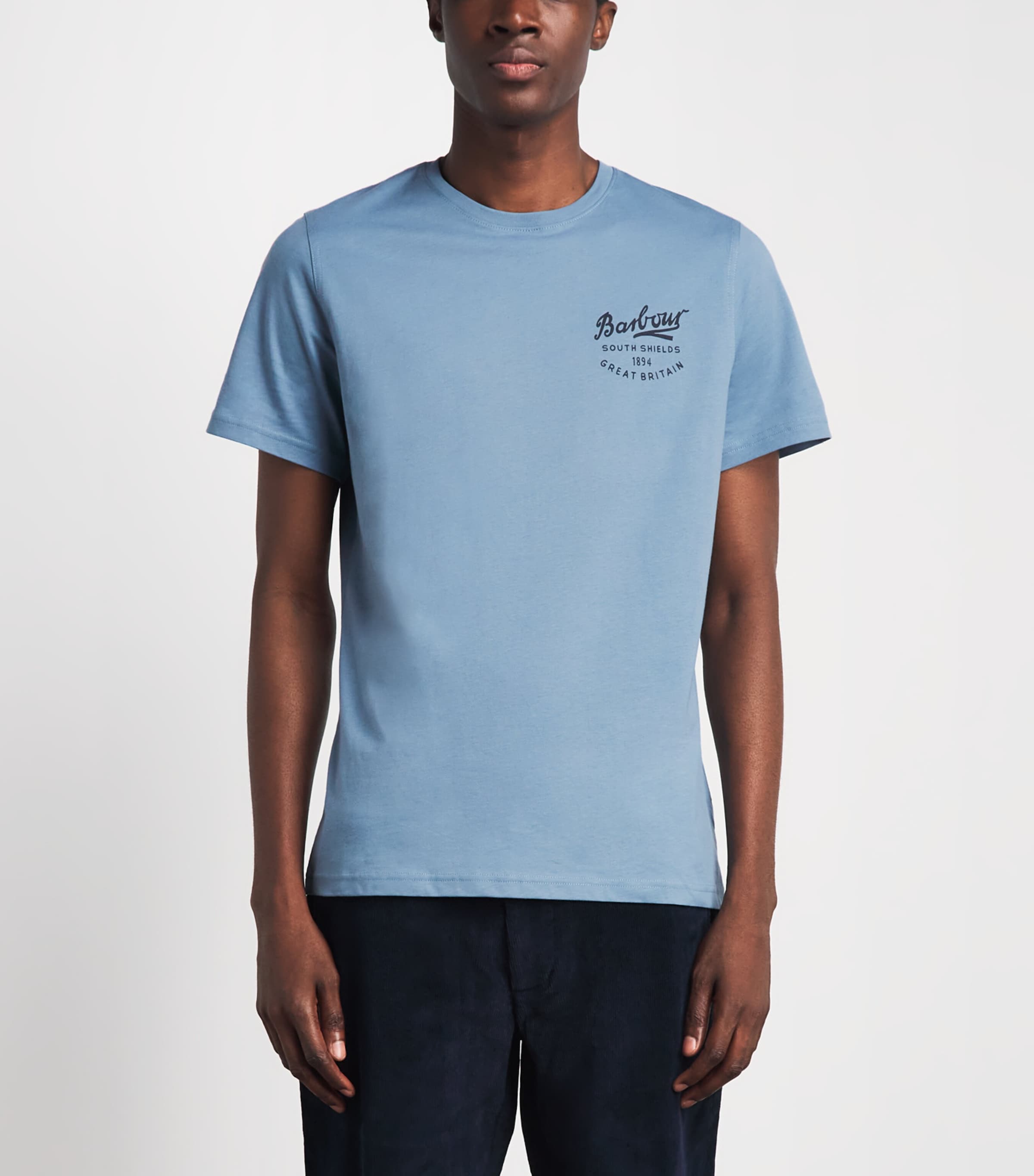Barbour Mens Cotton Script Graphic T-Shirt Tarn Blue Image 4