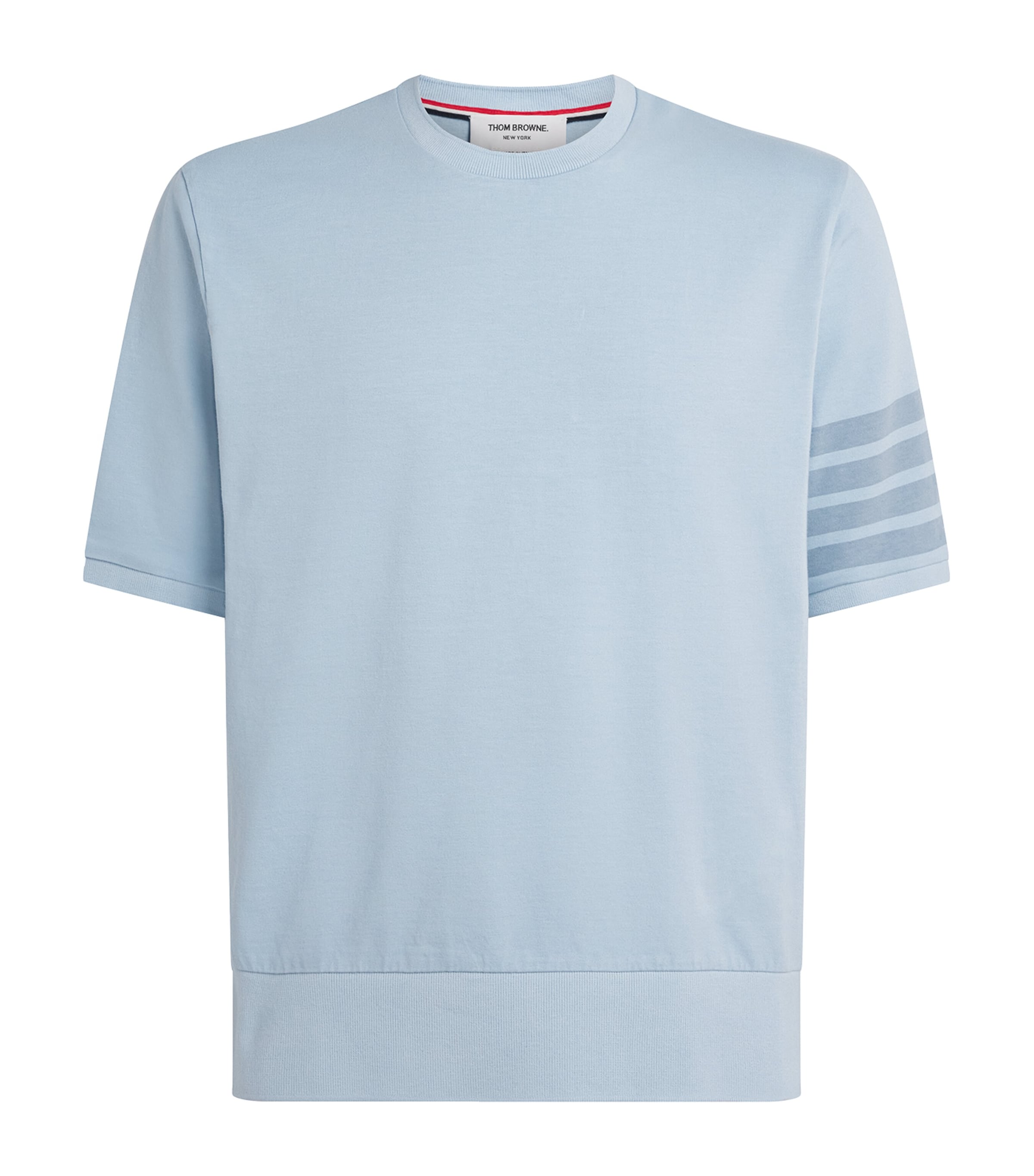 Thom Browne Mens Cotton 4-Bar T-Shirt Light Blue Image 1