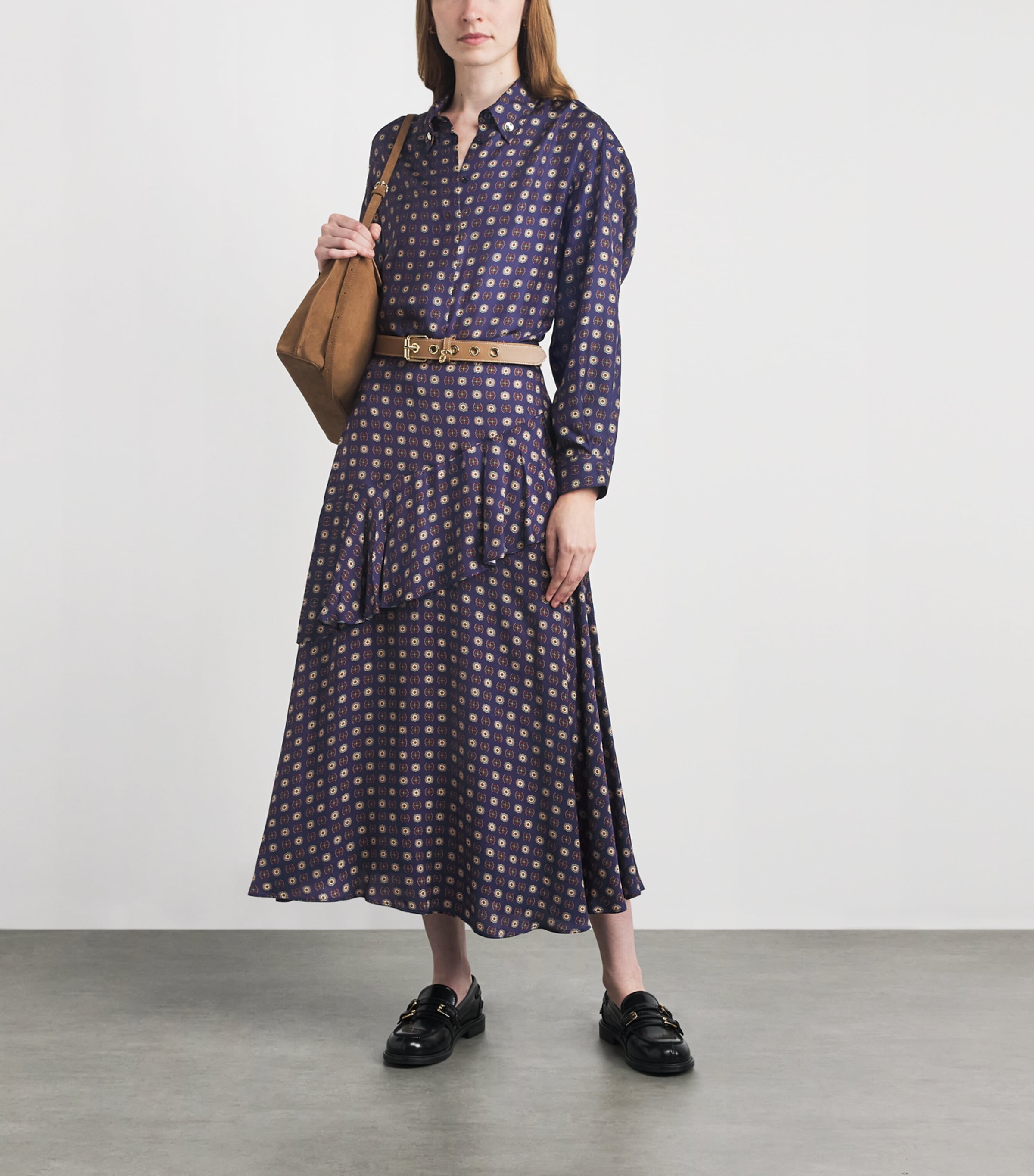Claudie Pierlot Womens Silk Printed Shirt Navy Print Image 2