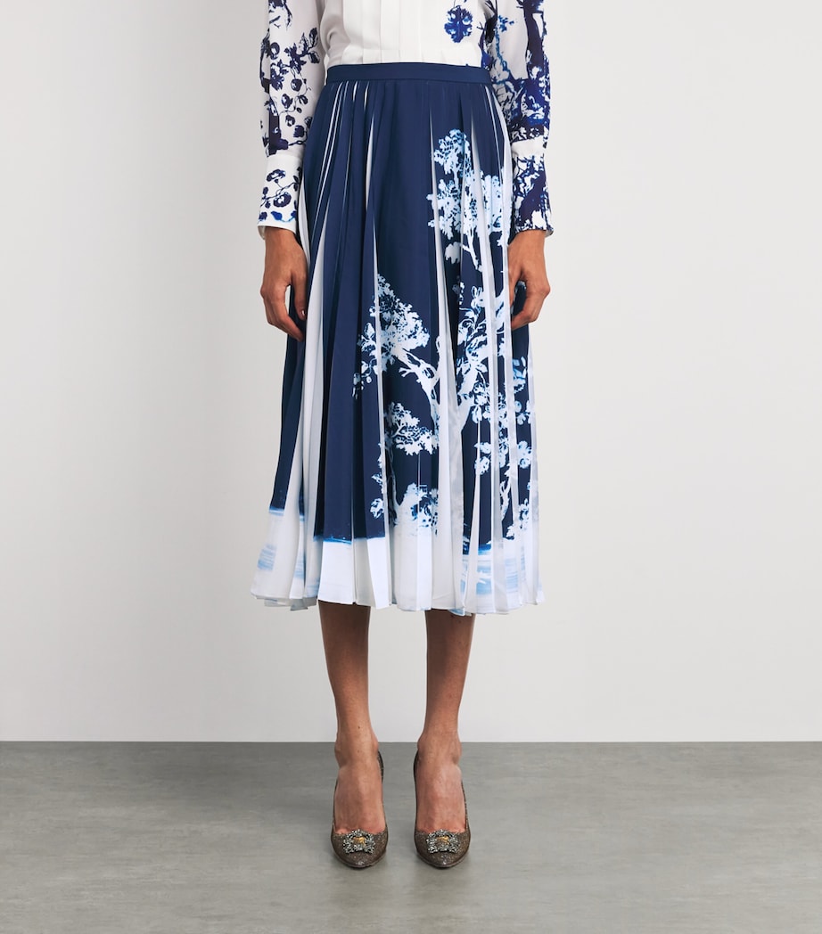 Crepe Pleated Midi Skirt CYANOTYP ETCHNG NAVY Image 3