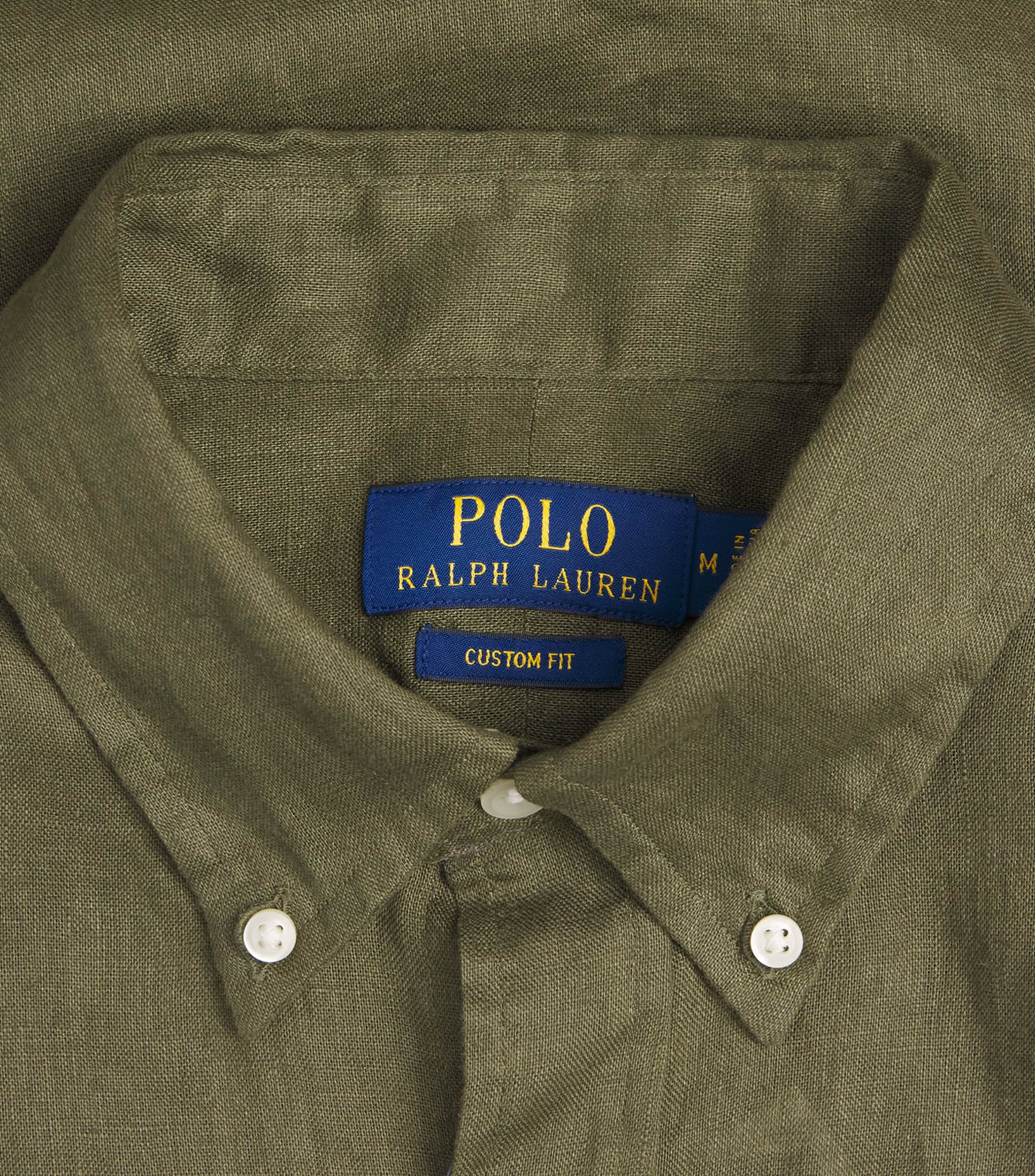 Polo Ralph Lauren Mens Linen Custom-Fit Shirt New Olive Image 6