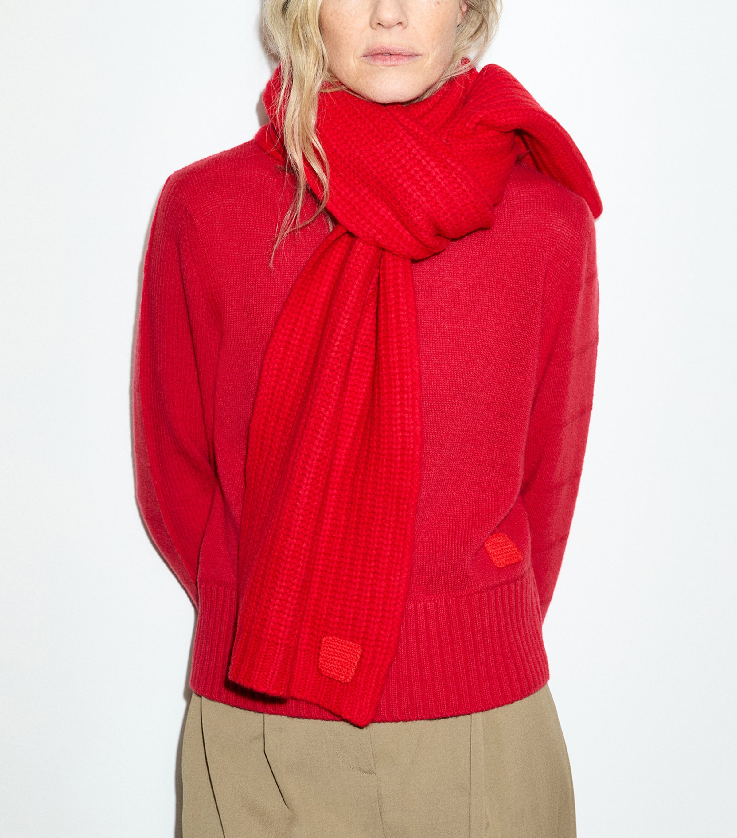 MAX&Co. Virgin Wool Knitted Scarf Red Image 3