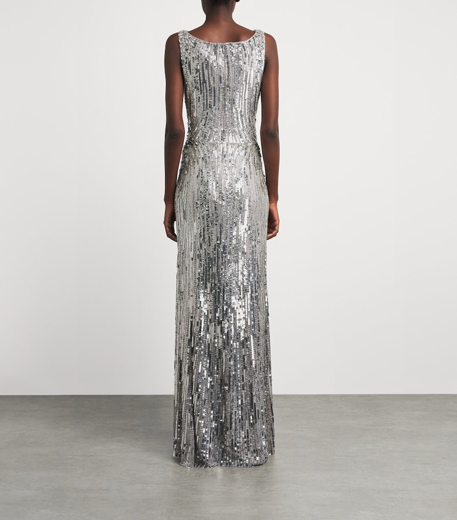 Jenny Packham Womens Embellished Sola Gown Ammonite Image 4