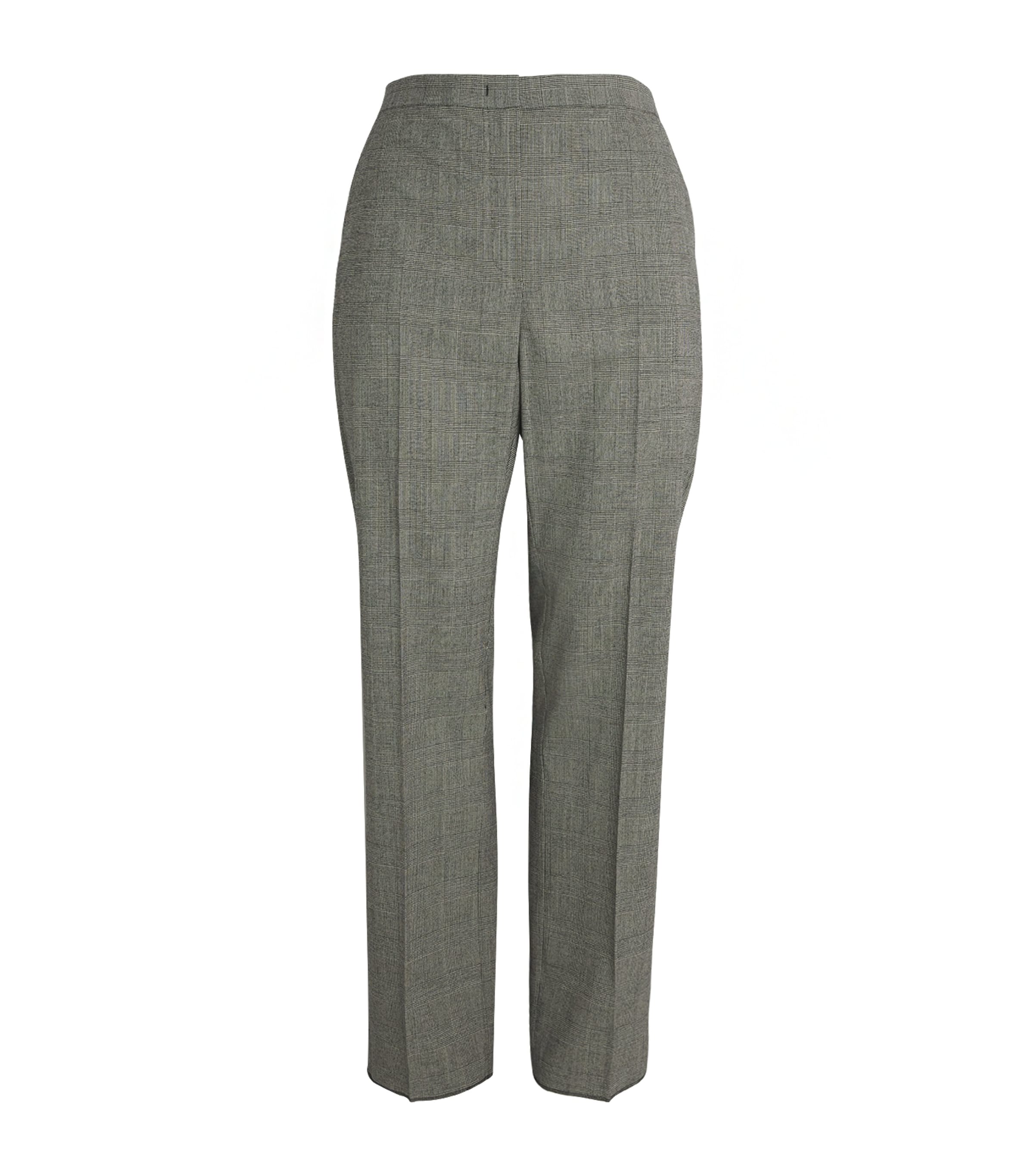 MARINA RINALDI VIRGIN WOOL CHECK STRAIGHT TROUSERS 