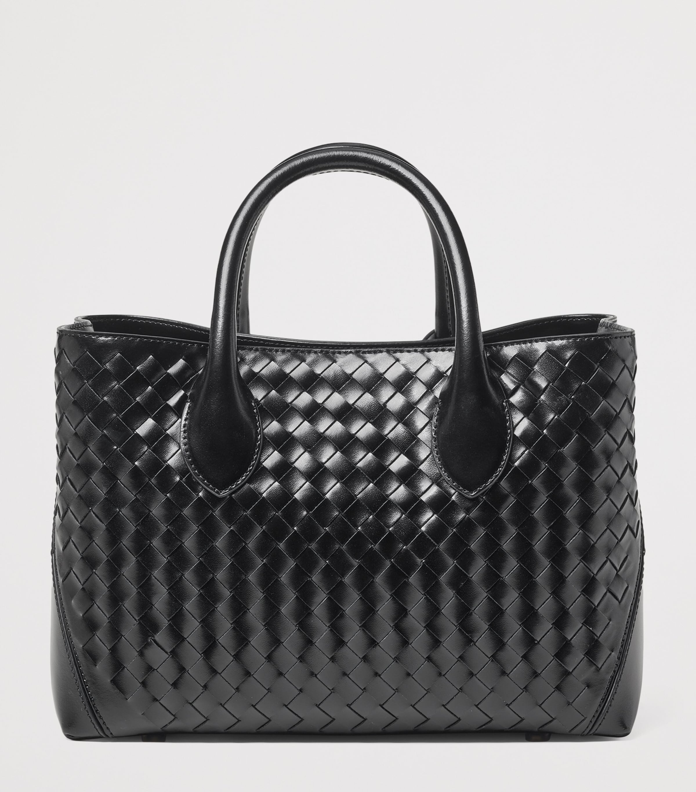 Midi Leather London Tote Bag BLACK Image 4