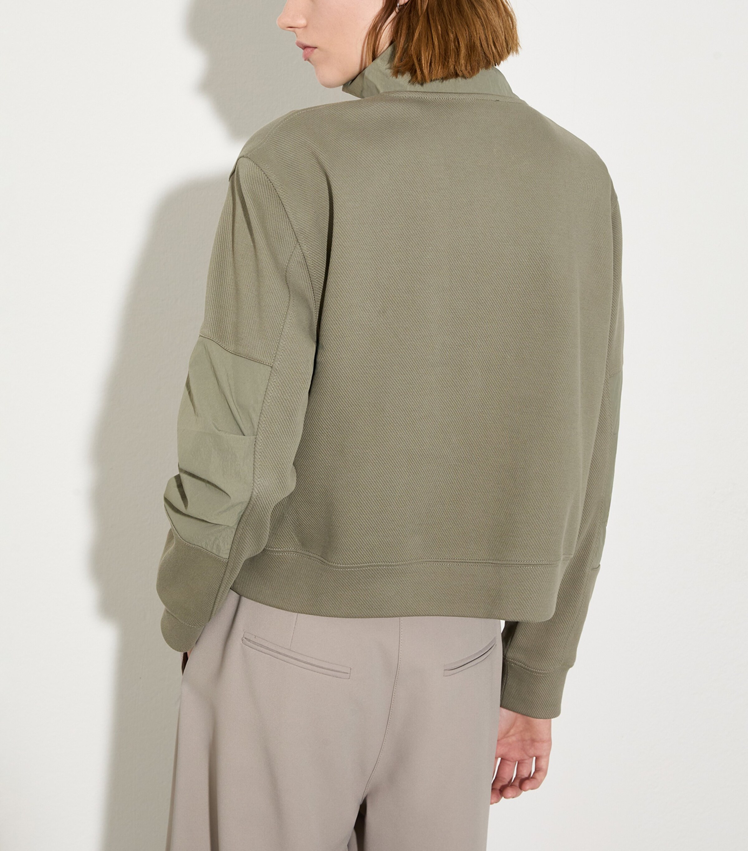 Cotton Jersey-Blend Half-Zip Sweatshirt SAGE Image 4